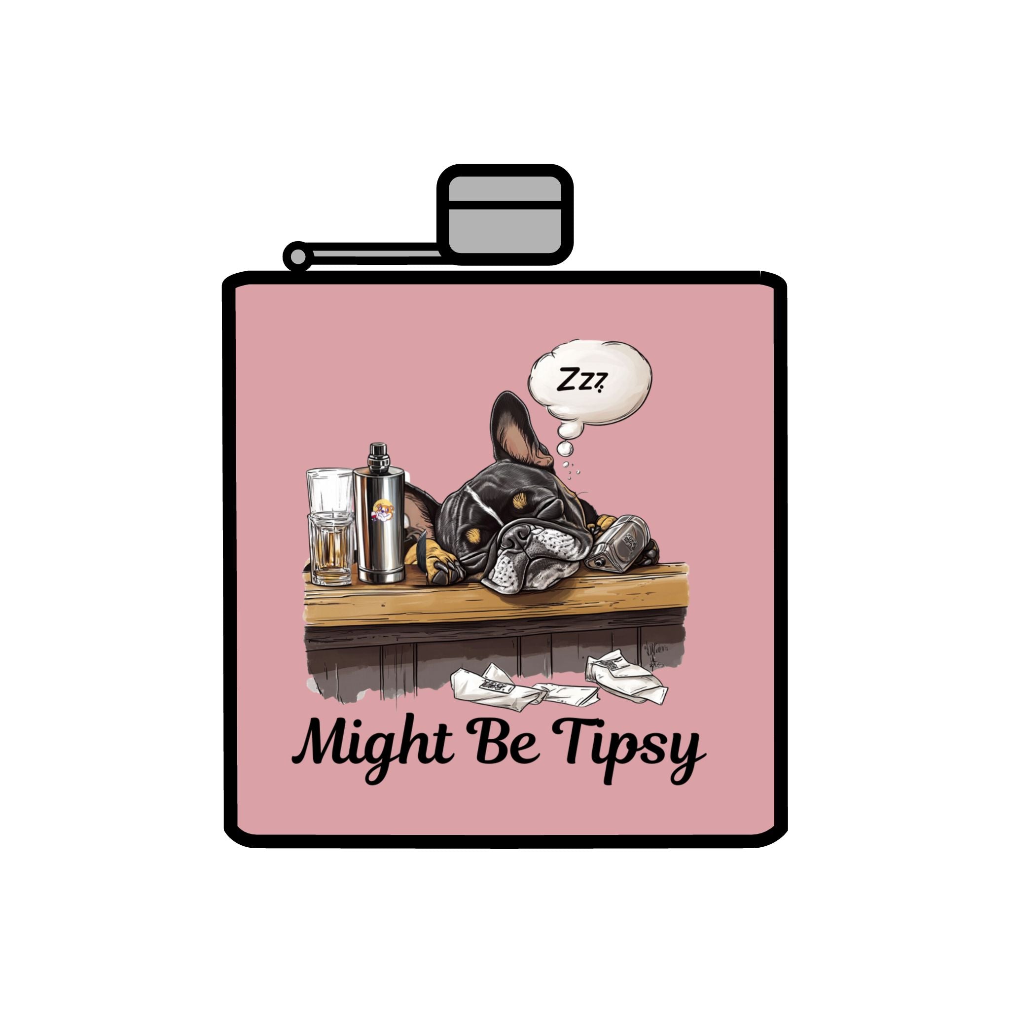 Tipsy Bully Stainless Steel Flask – Bulldog Edition (French/Might Be Tipsy)