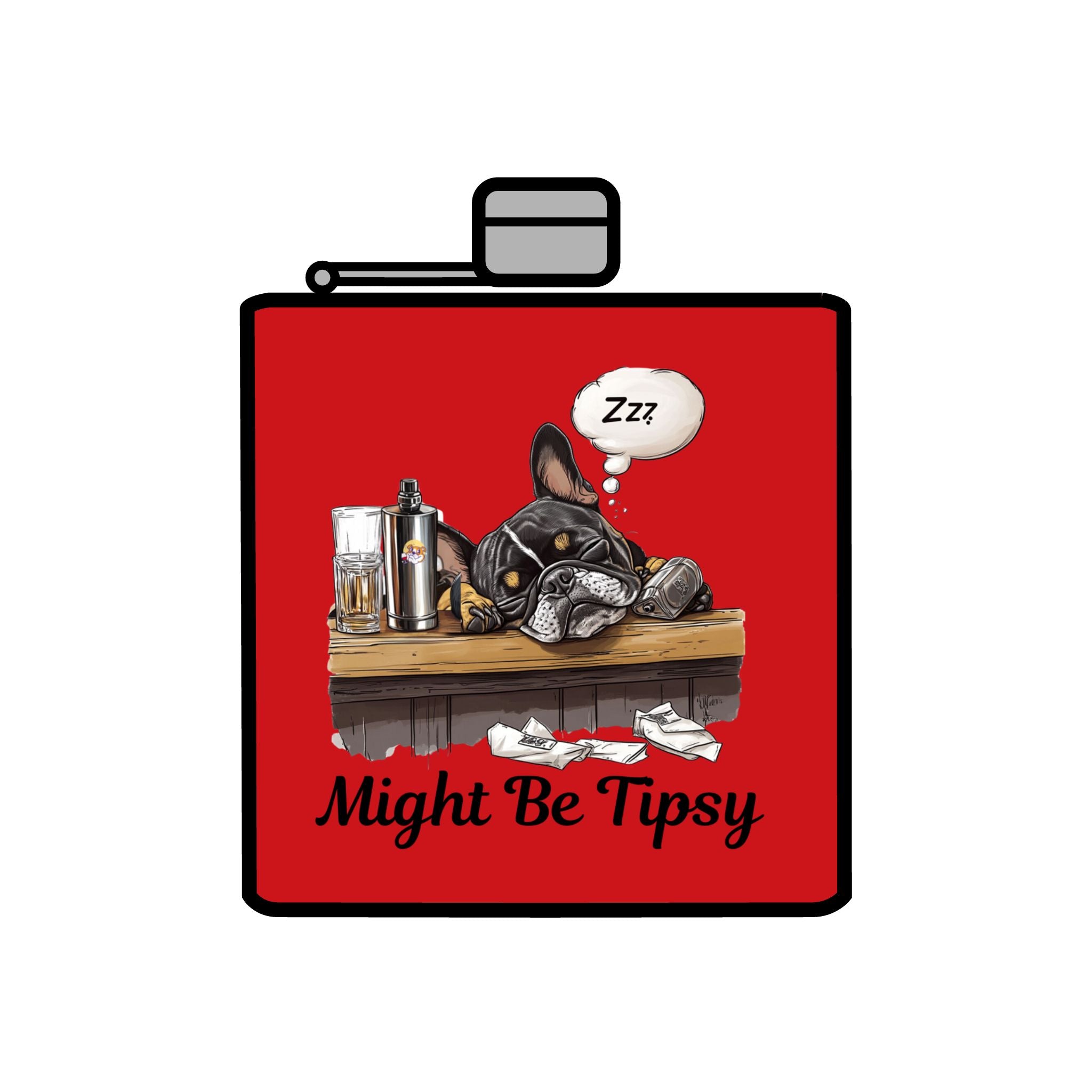 Tipsy Bully Stainless Steel Flask – Bulldog Edition (French/Might Be Tipsy)