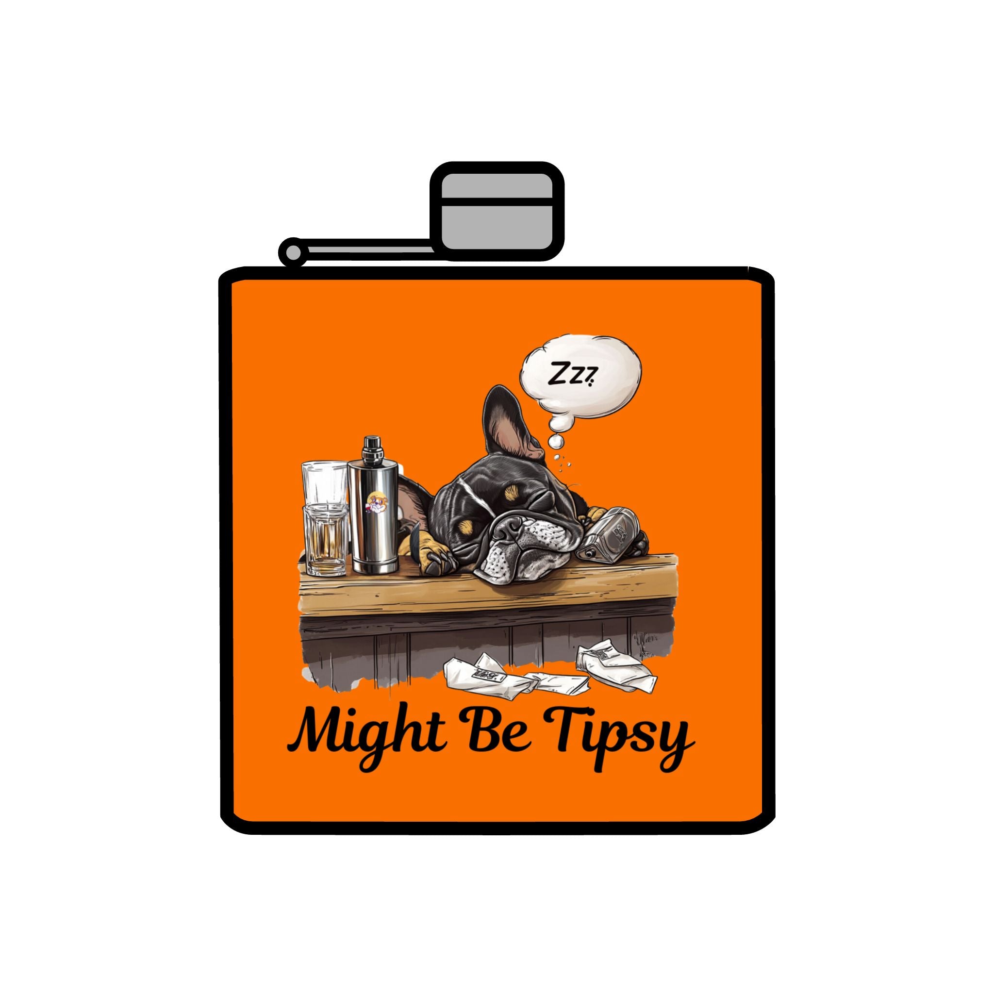 Tipsy Bully Stainless Steel Flask – Bulldog Edition (French/Might Be Tipsy)