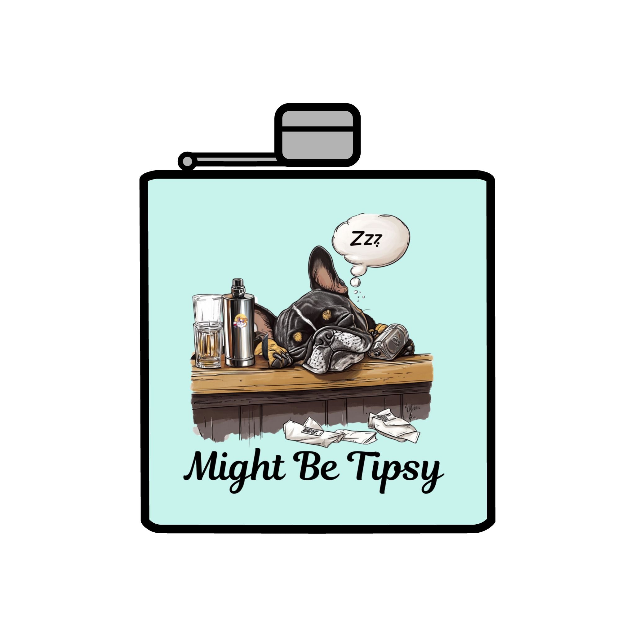 Tipsy Bully Stainless Steel Flask – Bulldog Edition (French/Might Be Tipsy)