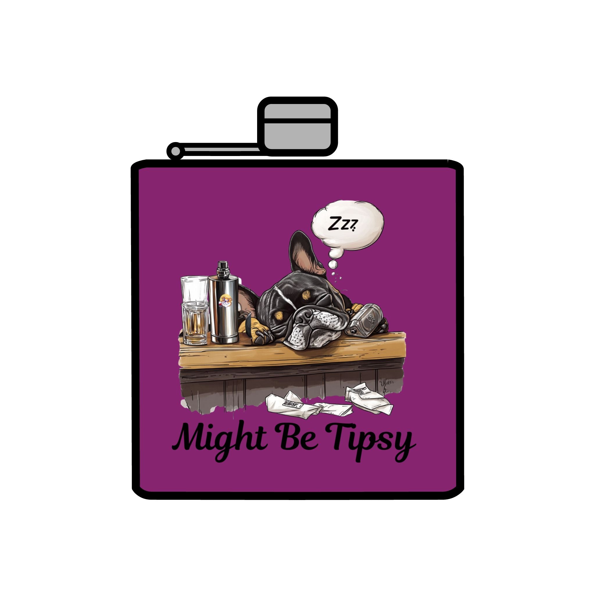 Tipsy Bully Stainless Steel Flask – Bulldog Edition (French/Might Be Tipsy)