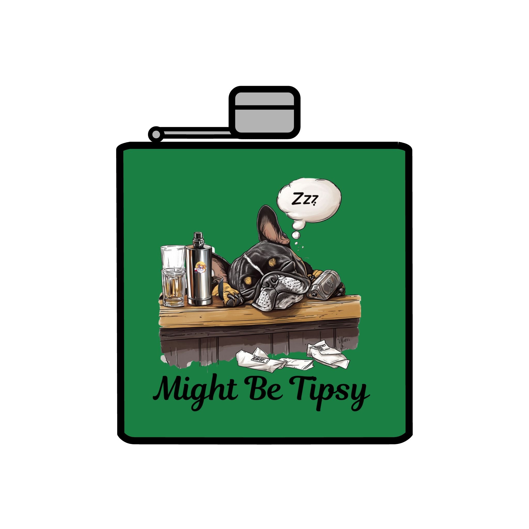 Tipsy Bully Stainless Steel Flask – Bulldog Edition (French/Might Be Tipsy)
