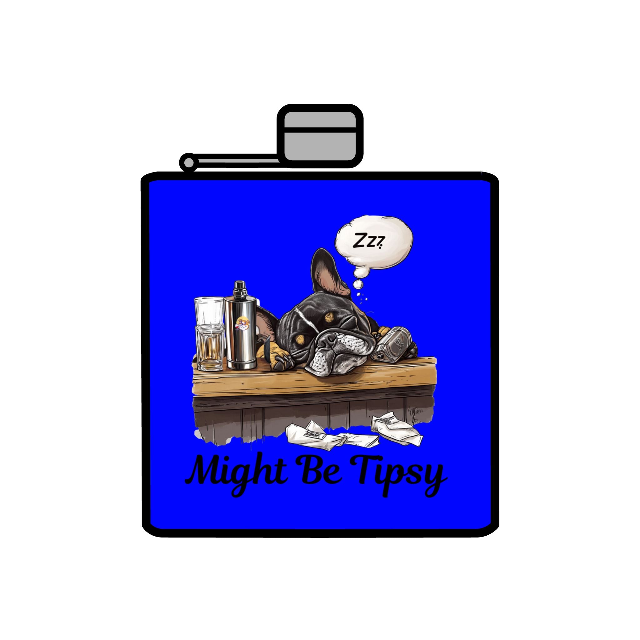 Tipsy Bully Stainless Steel Flask – Bulldog Edition (French/Might Be Tipsy)