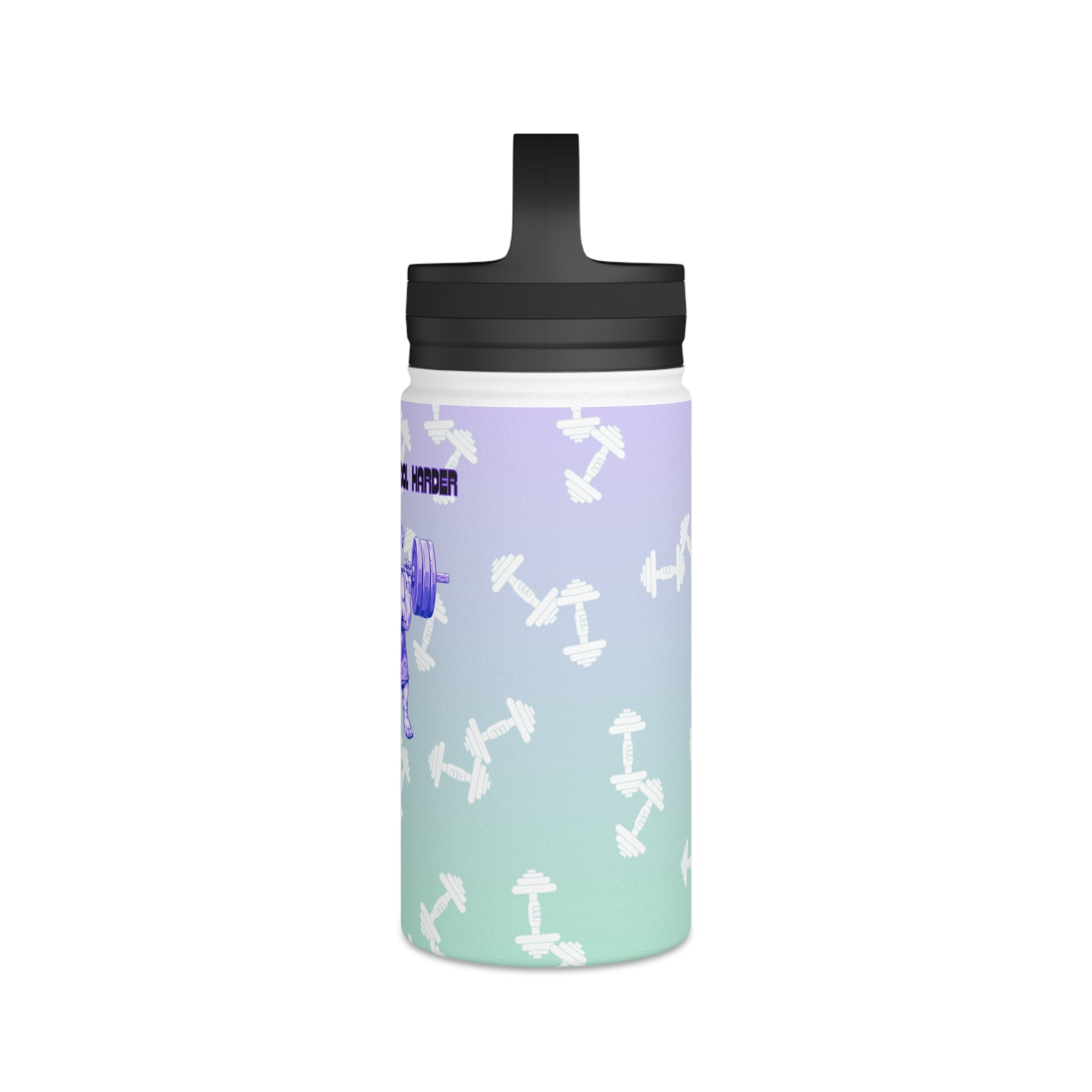 Tipsy Bully Ripped Bulldog Stainless Steel Water Bottle, Handle Lid (English/Purple)