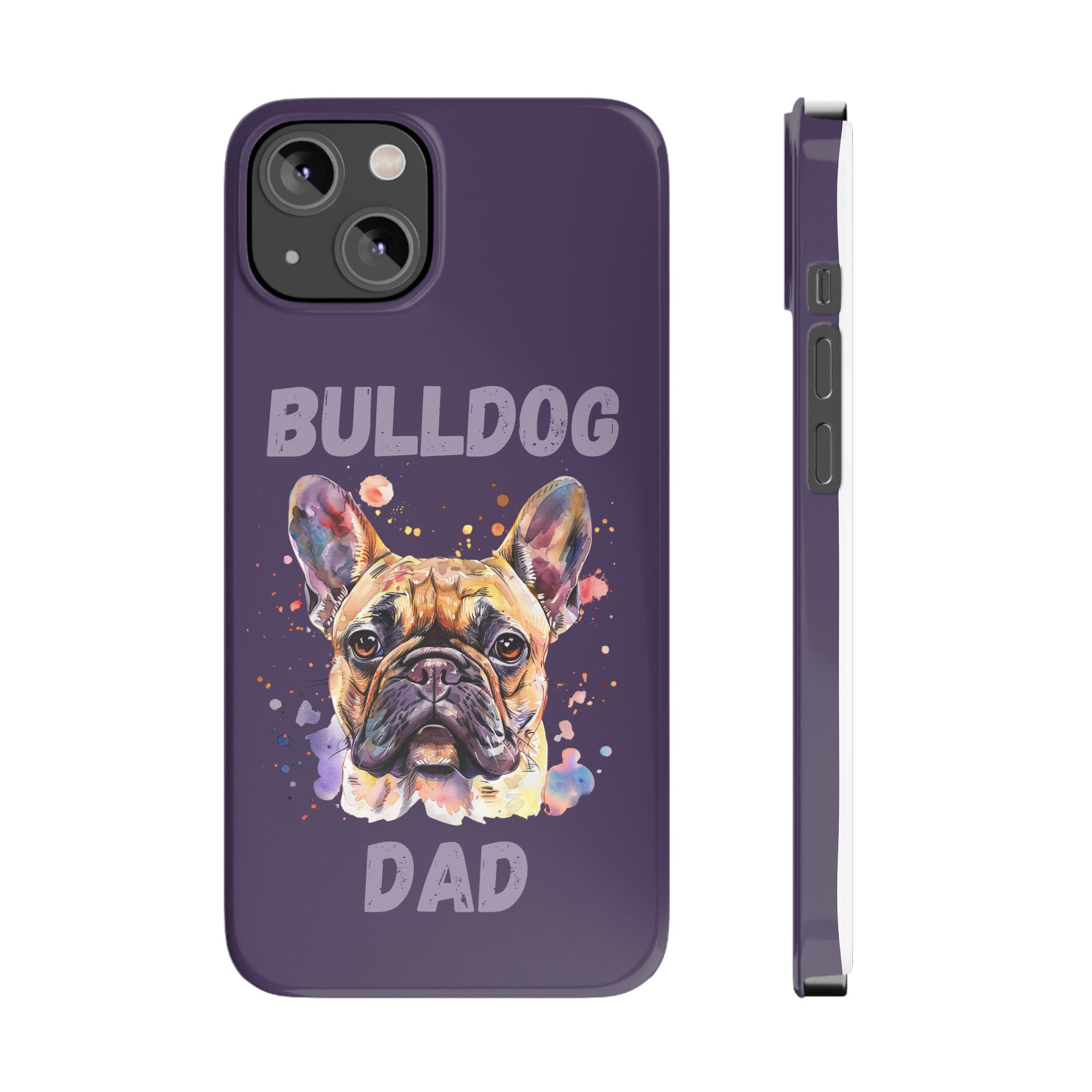 Bulldog Dad iPhone Cases (French/Purple)