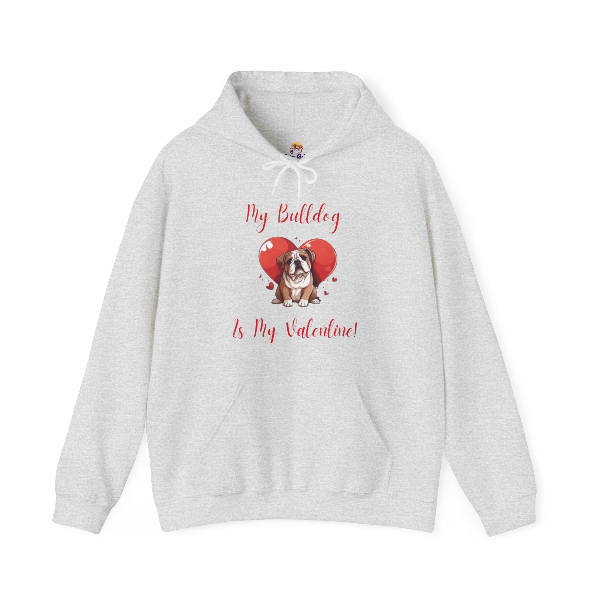 My Bulldog Is My Valentine" - Customizable Bulldog Valentine's Day Hoodie from Tipsy Bully (English/Brown)