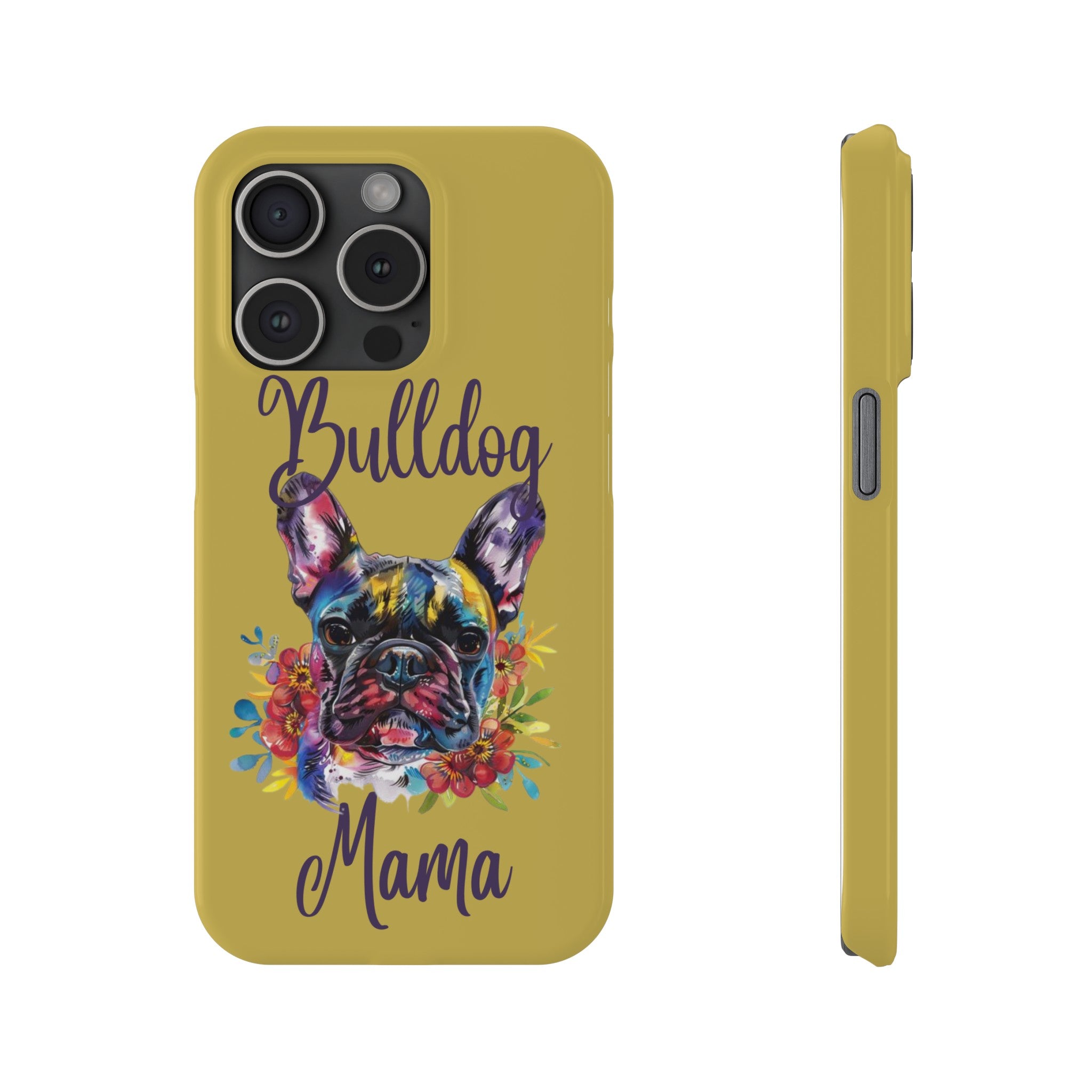 Bulldog Mama iPhone Cases (French/Lime)