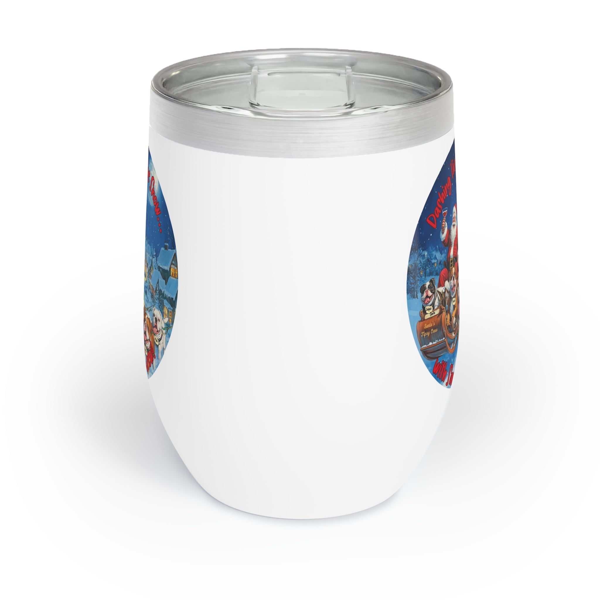 "Santa’s Tipsy Crew" Insulated Wine Tumbler (English)