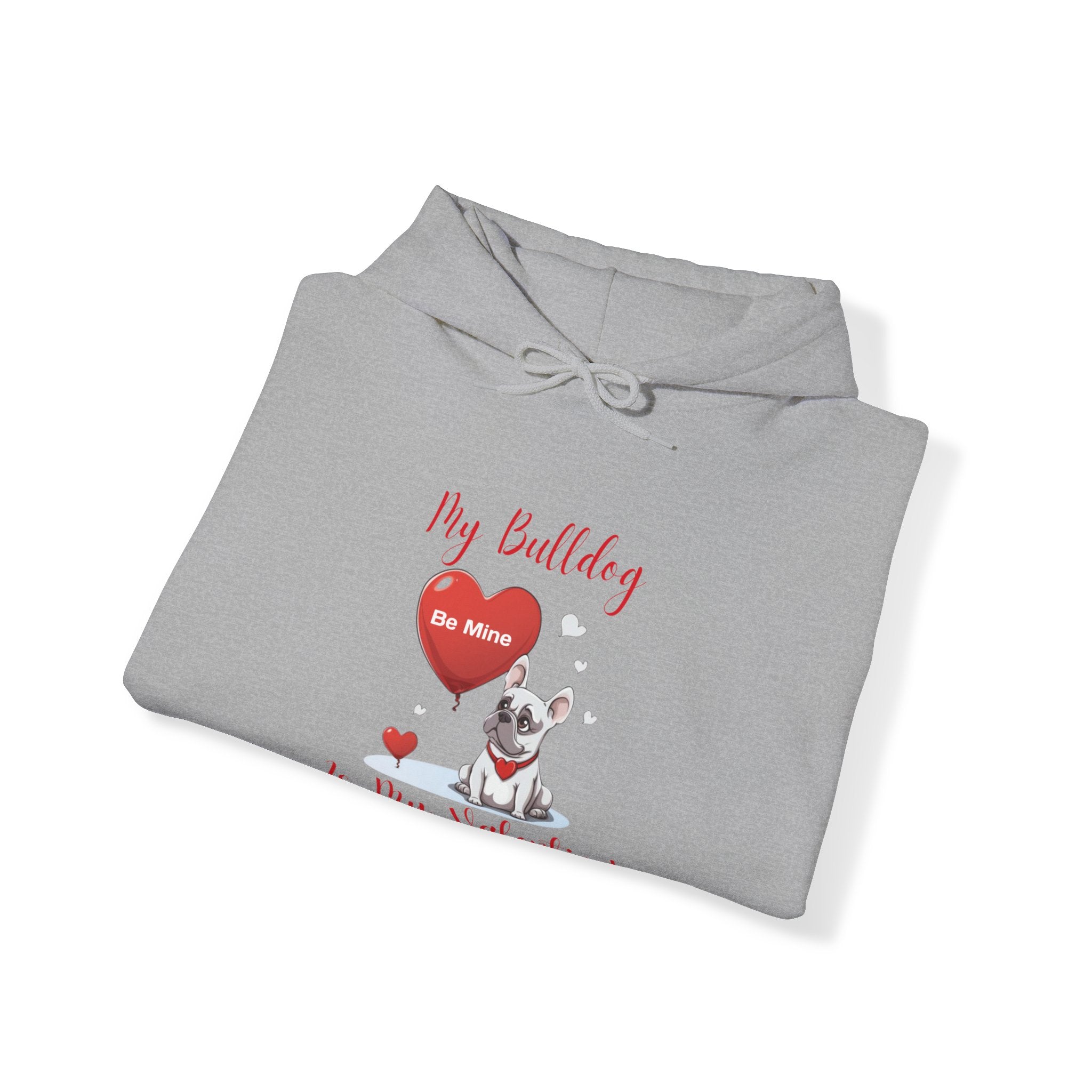My Bulldog Is My Valentine" - Customizable Bulldog Valentine's Day Hoodie from Tipsy Bully (French/White)