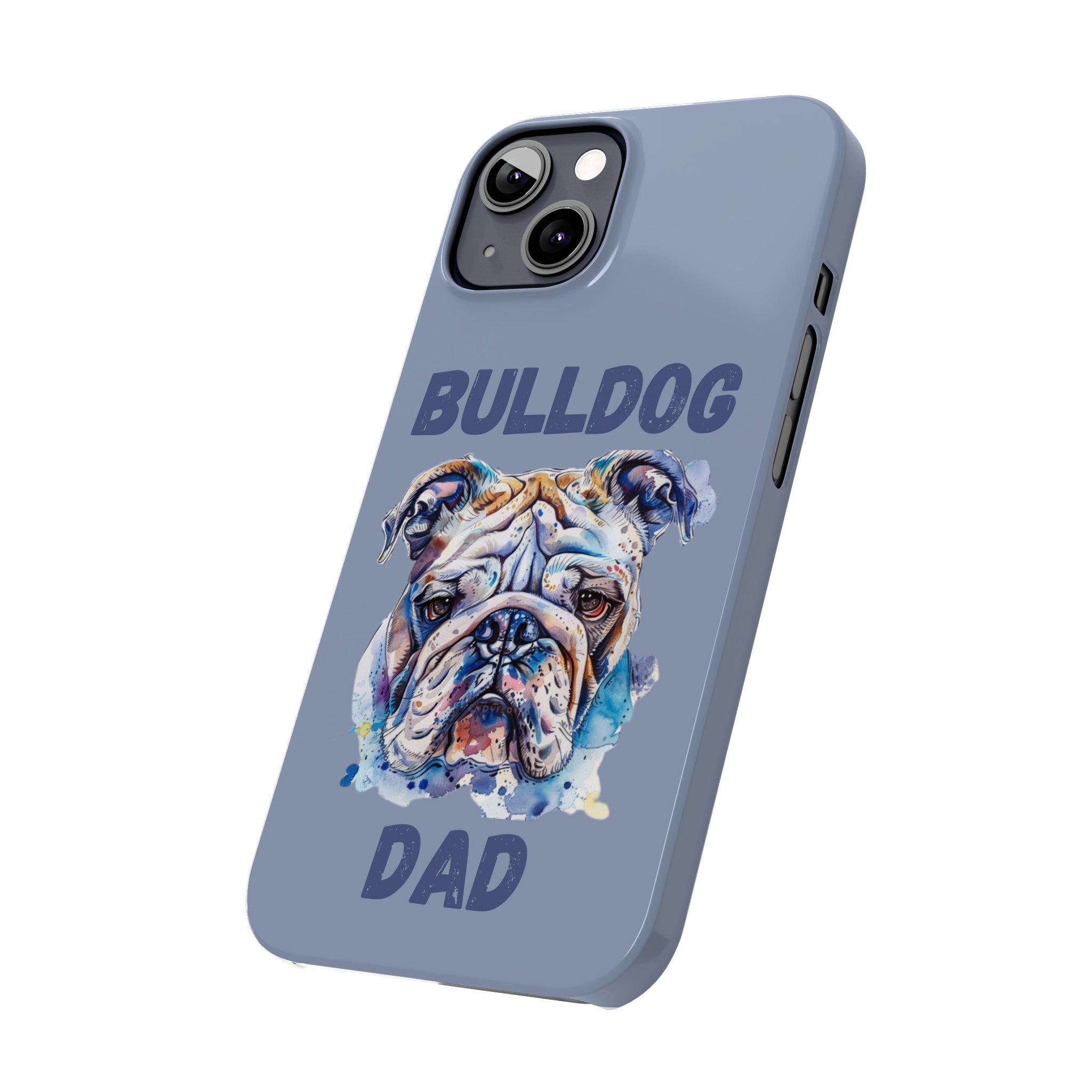 Bulldog Dad iPhone Cases (English/Watercolor)