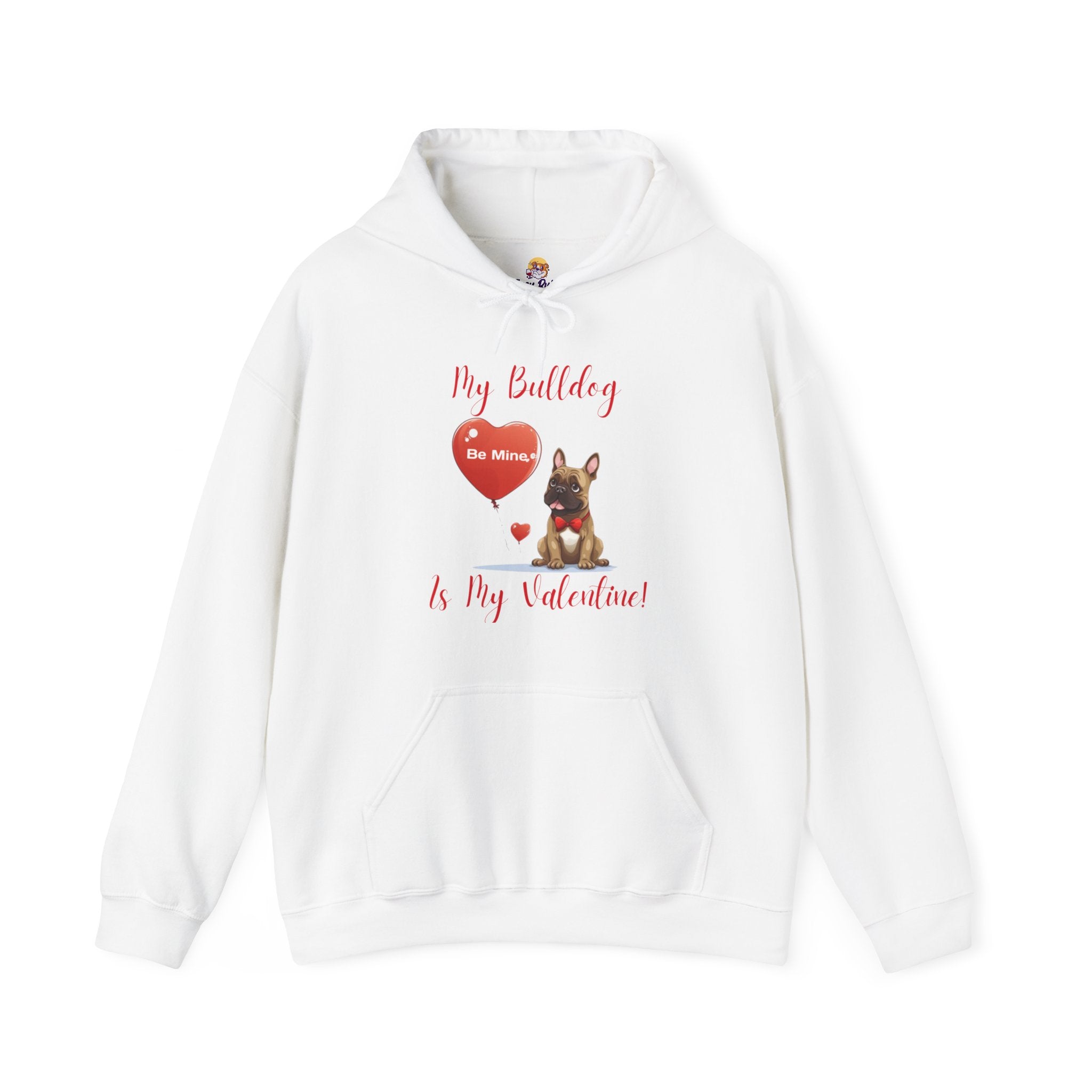 My Bulldog Is My Valentine" - Customizable Bulldog Valentine's Day Hoodie from Tipsy Bully (French/Brown)