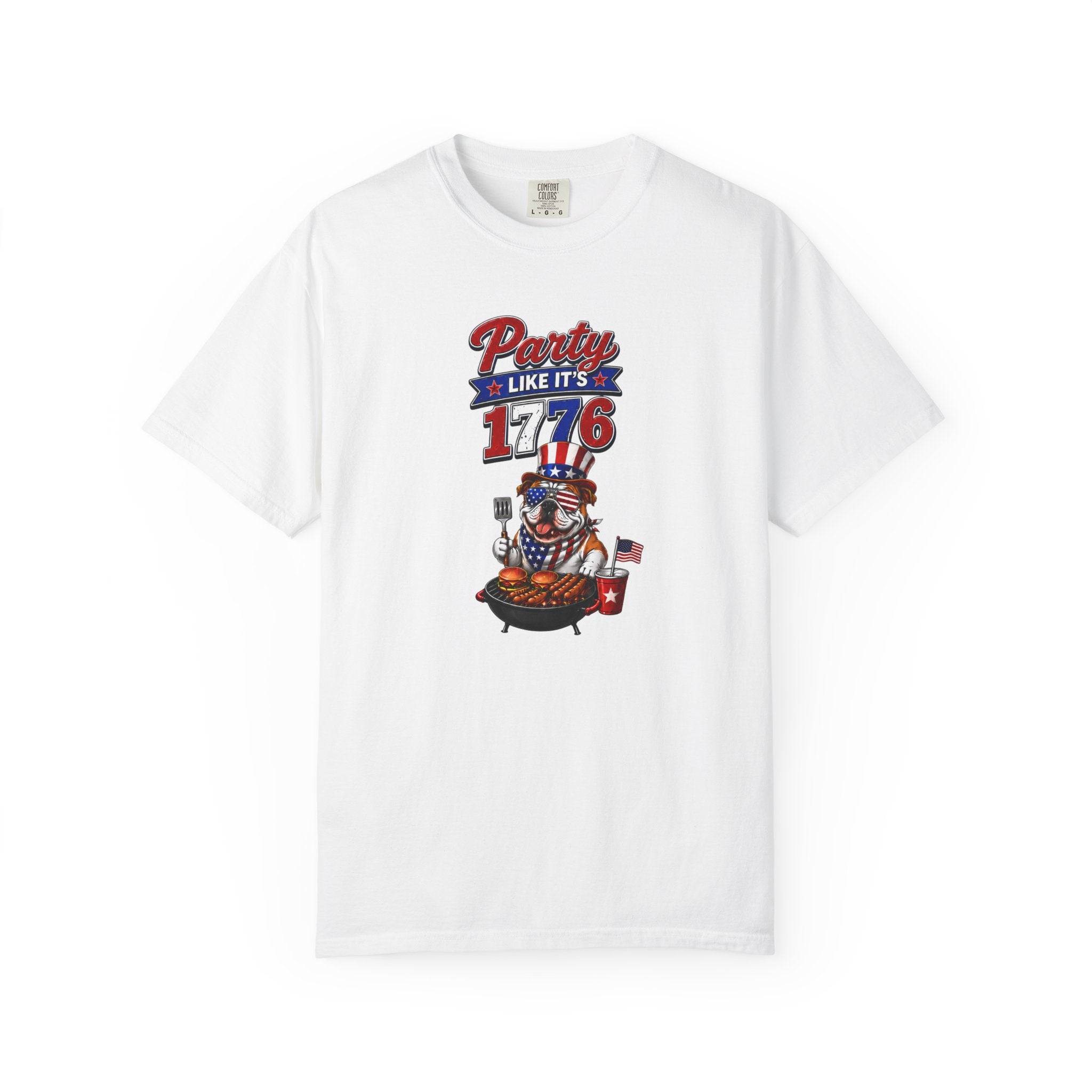 Party Like Its 1776 Bulldog T-Shirt | Patriotic Garment-Dyed Tee (English)