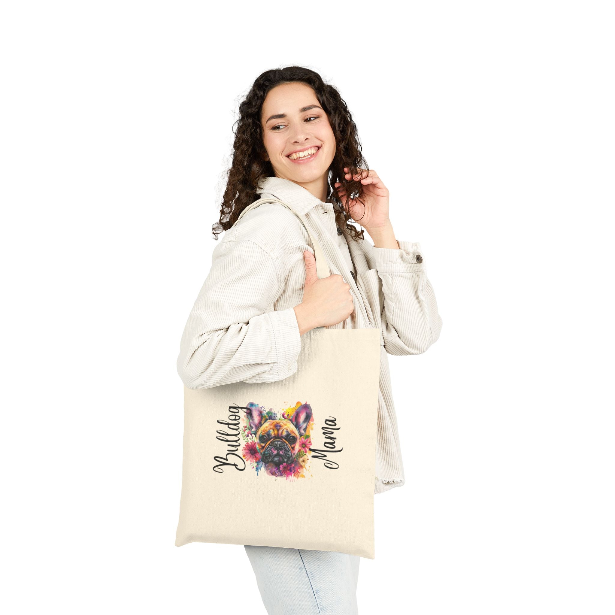 Bulldog Mama Cotton Canvas Tote Bag (French2)