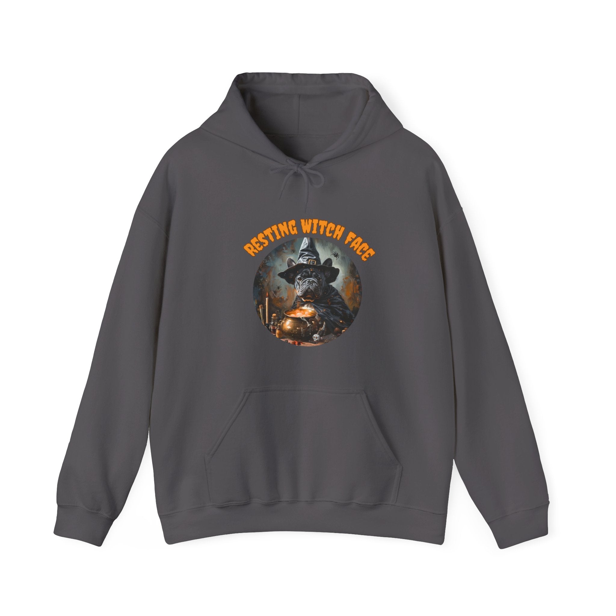 "Resting Witch Face" Halloween Bulldog Hoodie (Black/French)