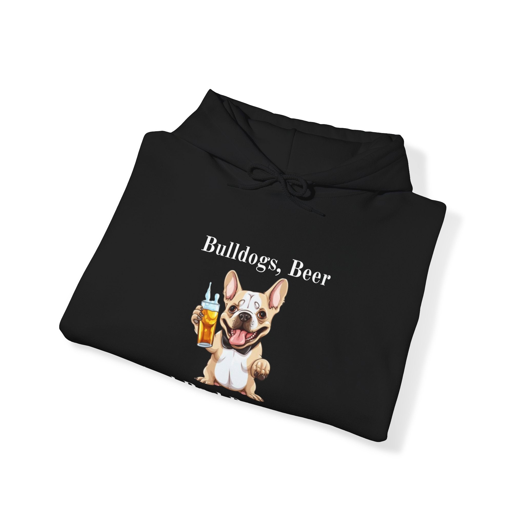 Bulldogs, Beer, and Bad Decisions" Hoodie - Your Go-To Gear for Mischievous Times! (French/White)