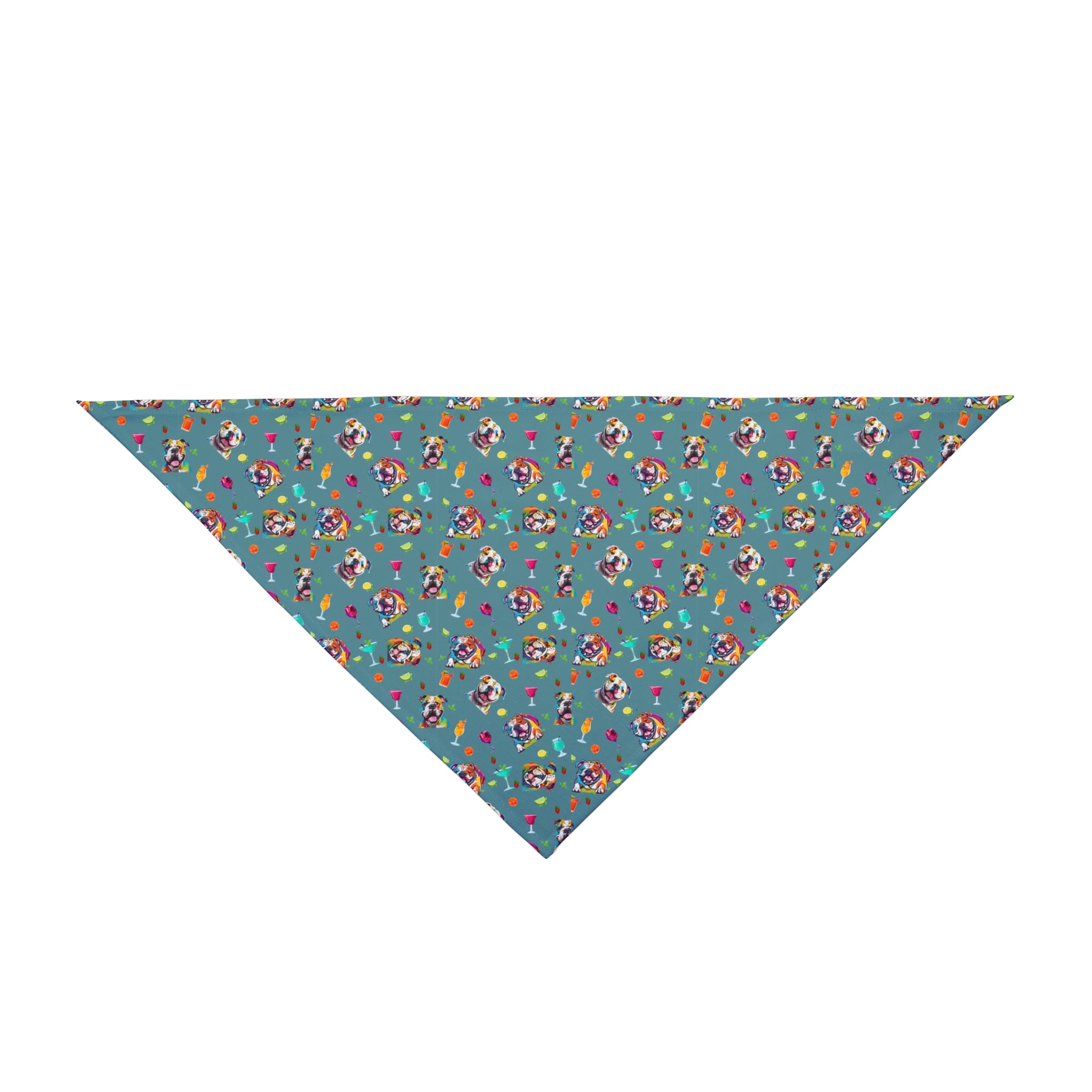 Tipsy Bully Summer Cocktail Bulldog Bandana (English/Turq)