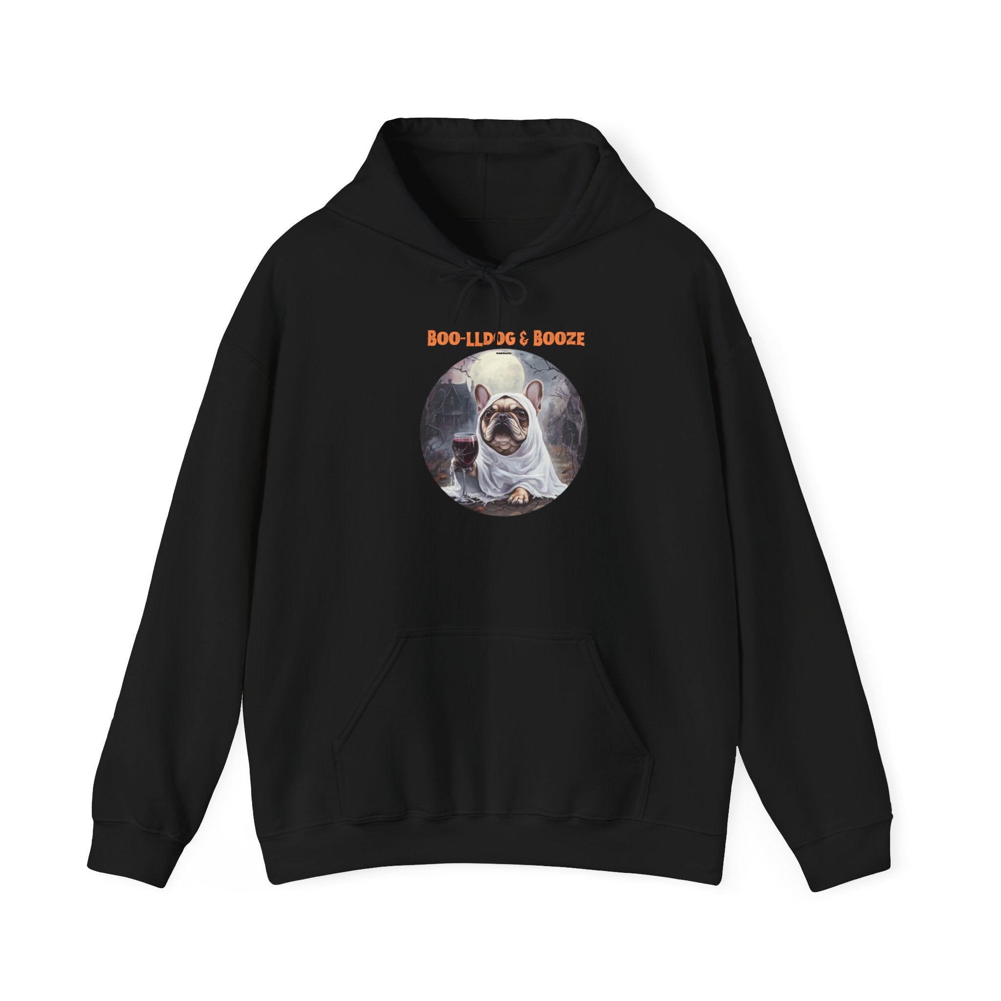 Boo-lldog & Booze Halloween Bulldog Hoodie (Tan/French)