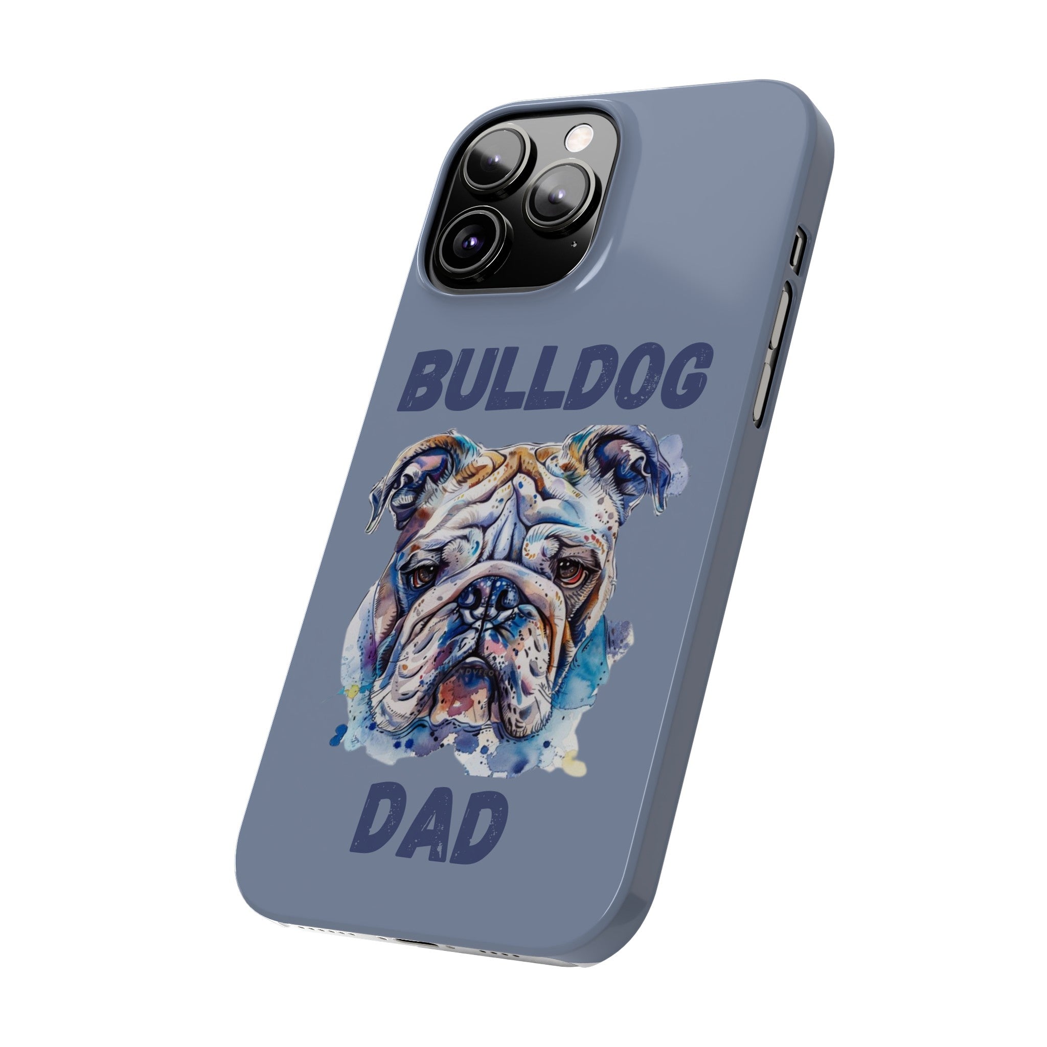 Bulldog Dad iPhone Cases (English/Watercolor)