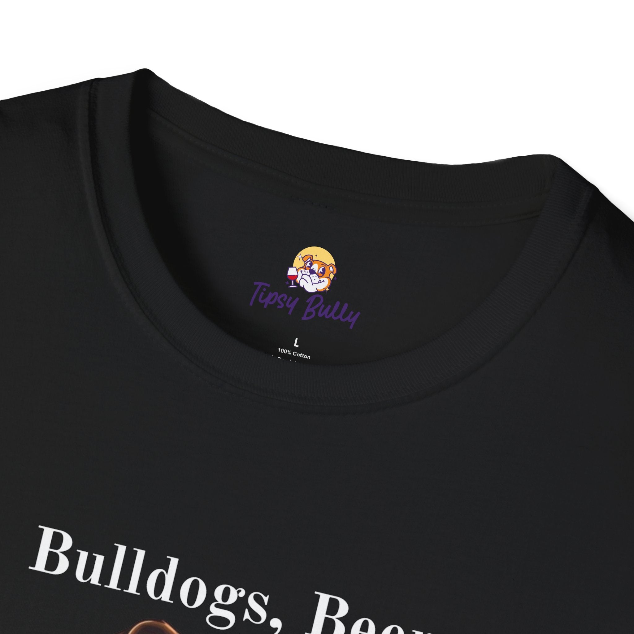 Bulldogs, Beer, and Bad Decisions" Unisex T-Shirt by Tipsy Bully (American/Brown)