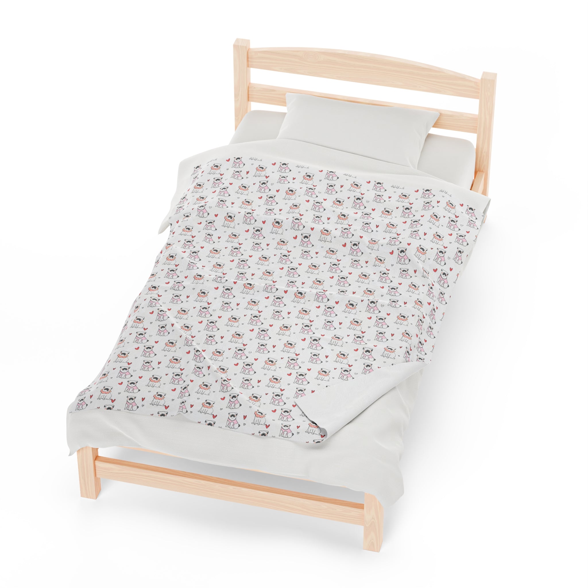 Bulldog Cuddle Haven: All-Over-Print Velveteen Blanket (English)