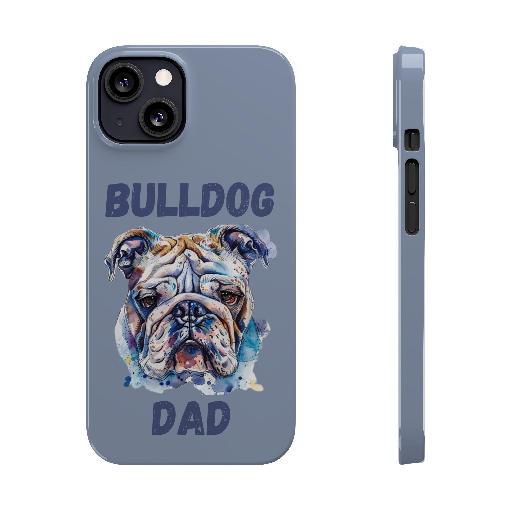 Bulldog Dad iPhone Cases (English/Watercolor)