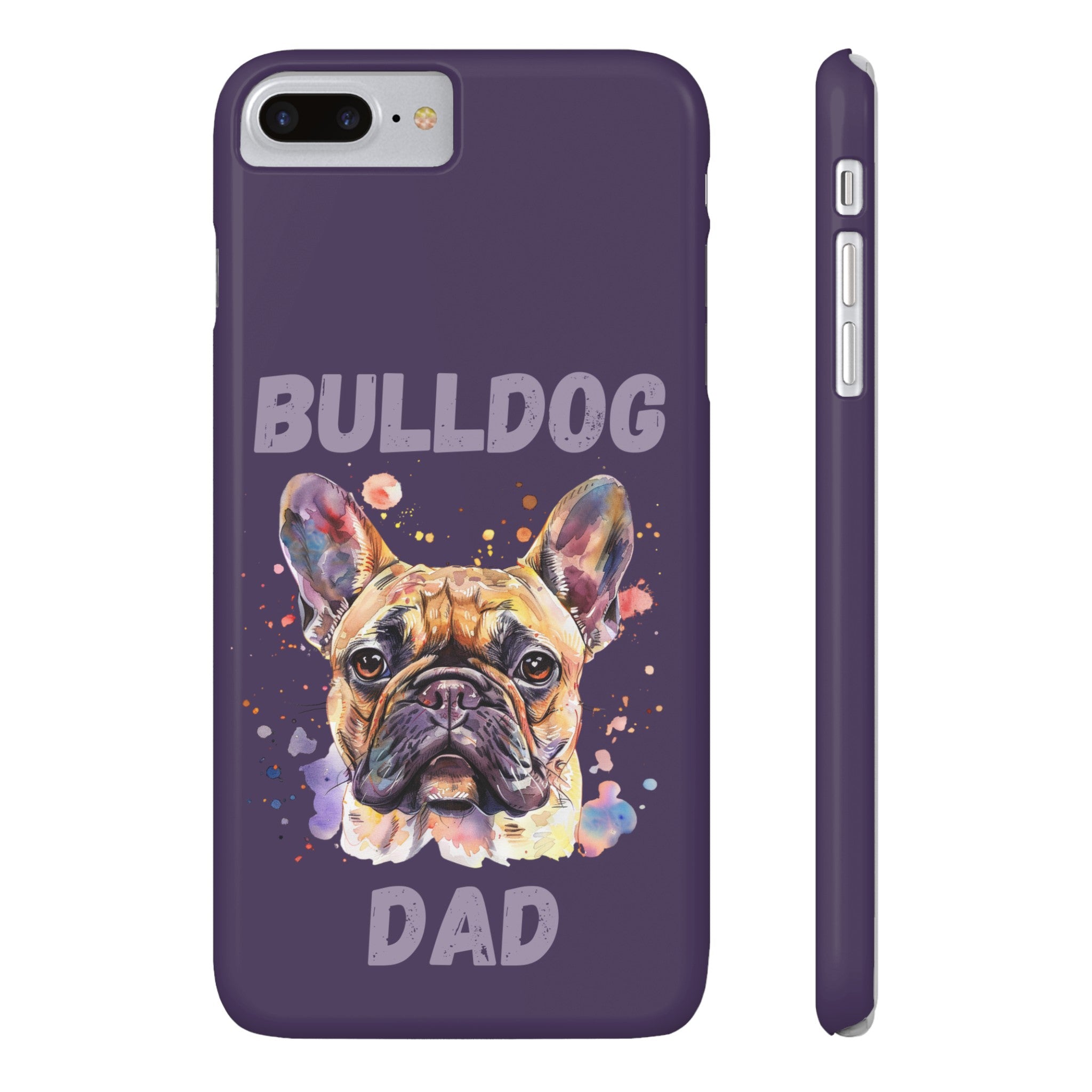 Bulldog Dad iPhone Cases (French/Purple)