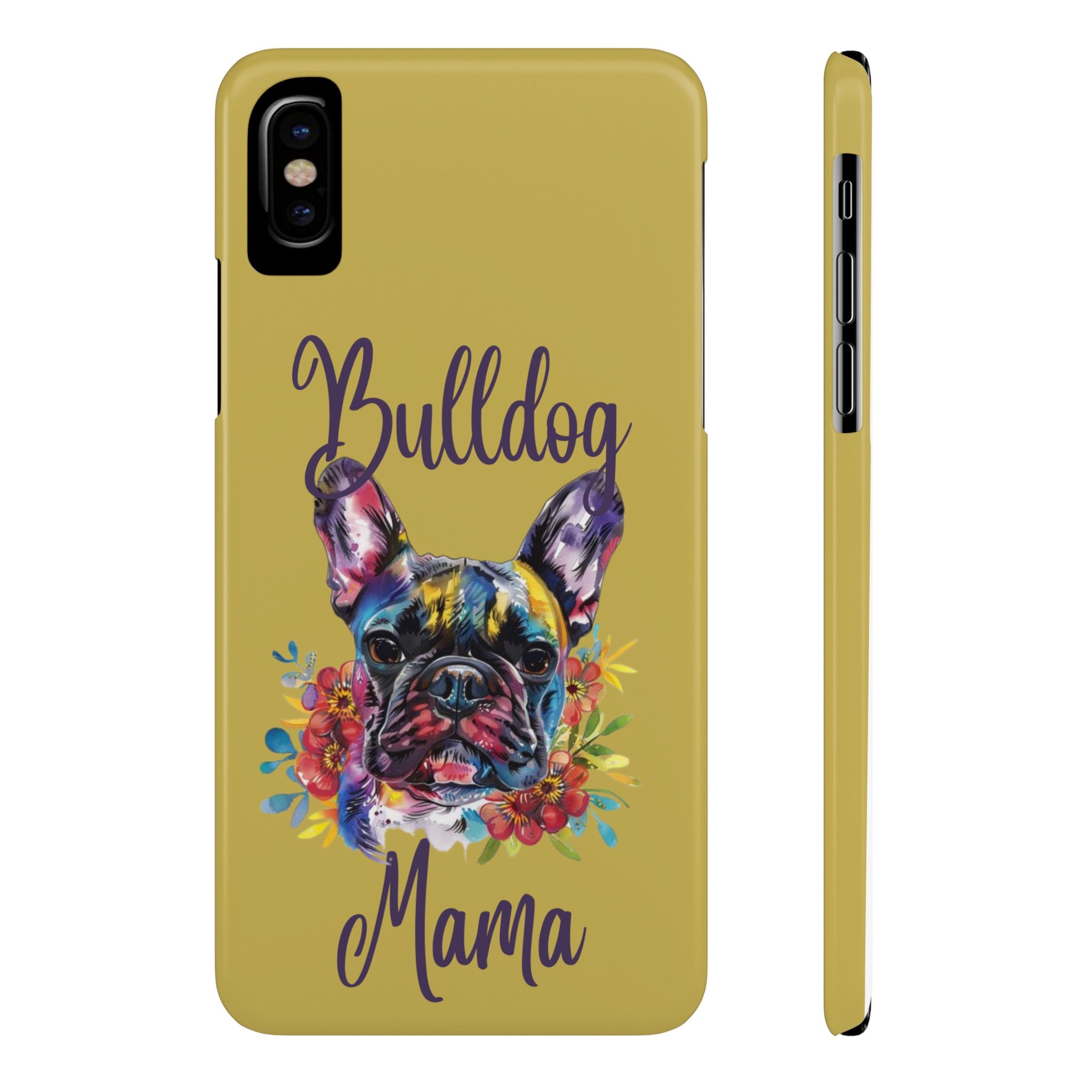 Bulldog Mama iPhone Cases (French/Lime)