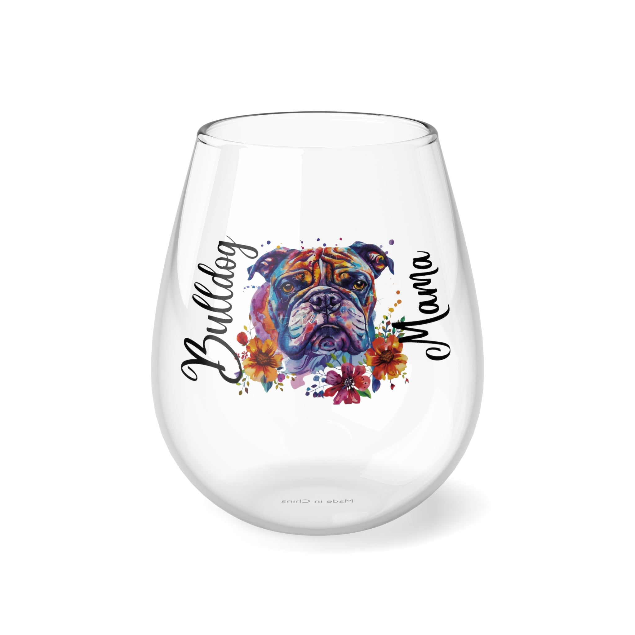 Bulldog Mama Wine Glass - brown English - English Bulldog mom gift | Tipsy Bully