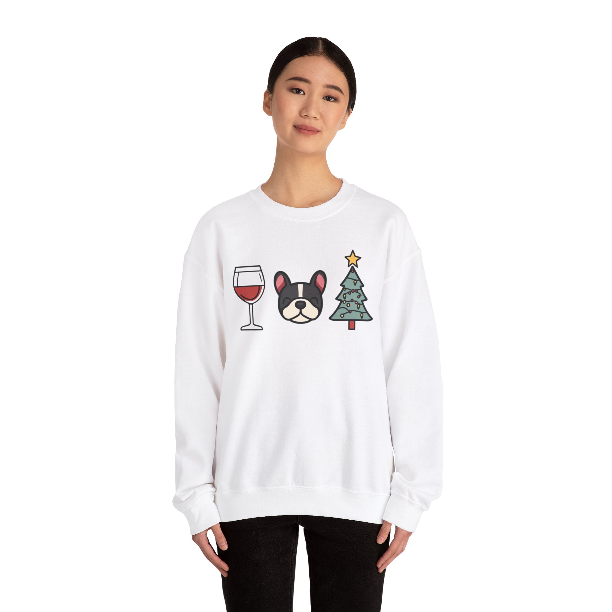 "Santa Paws & Merlot Cheer" Christmas Crewneck Sweatshirt - Unisex (French)