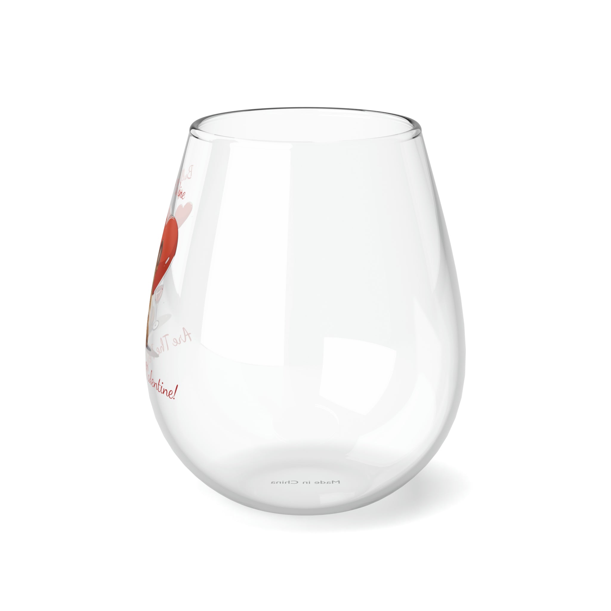 Bulldogs & Wine Are the Perfect Valentine! Stemless Wine Glass - brown French