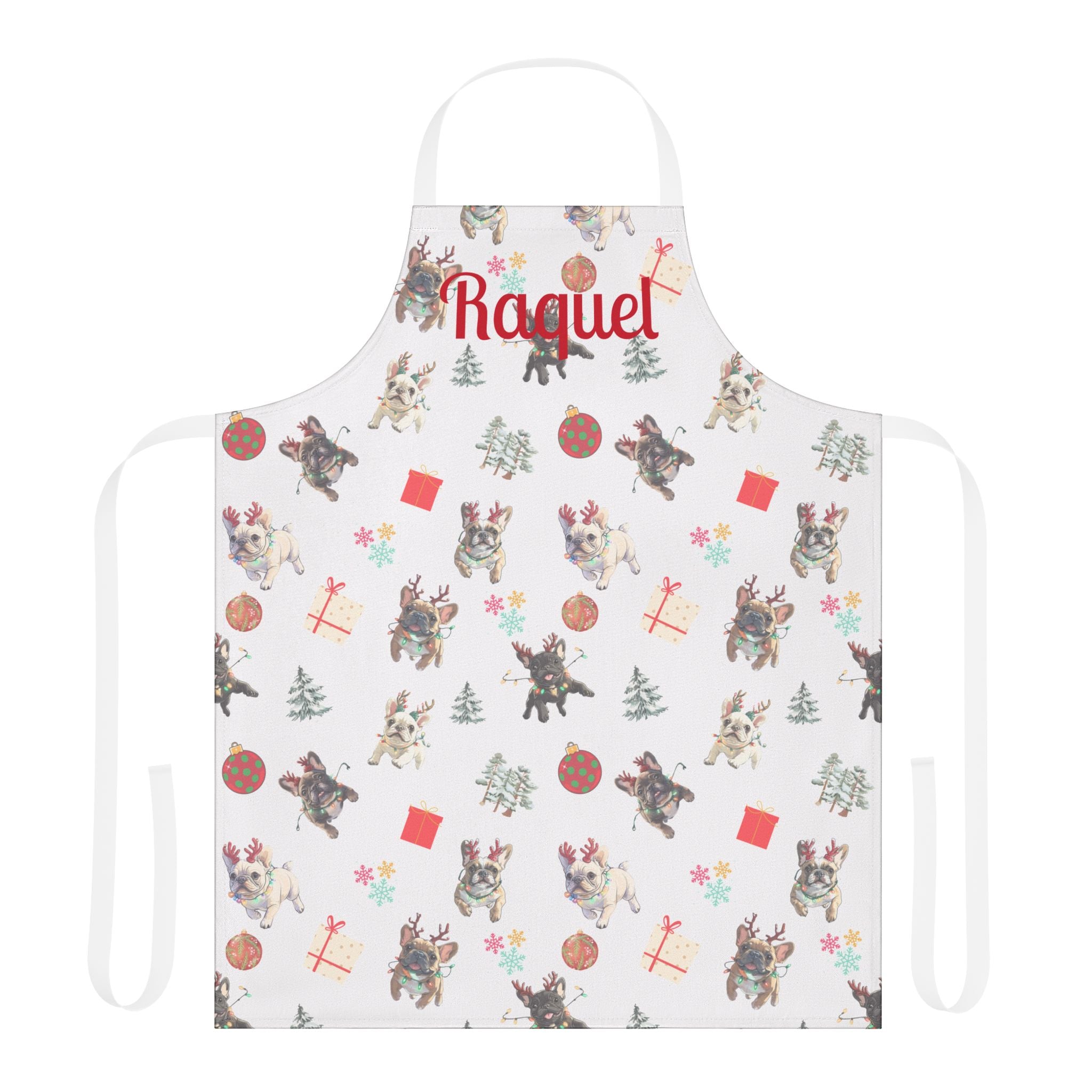 Tipsy Bulldog Personallized Christmas Apron (French)
