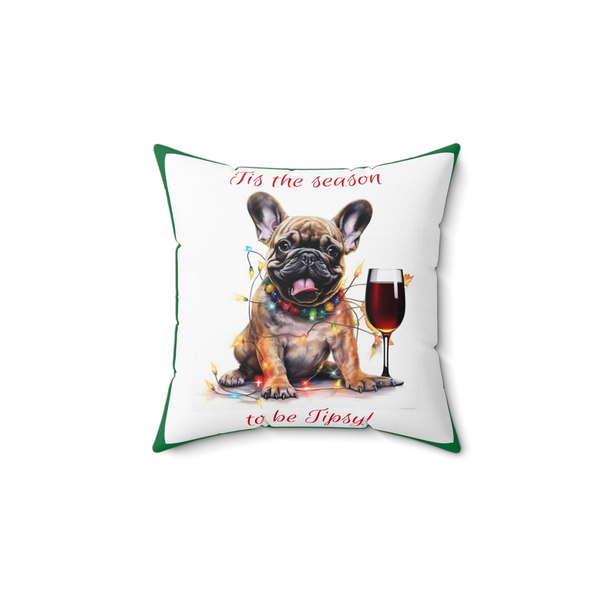 Tipsy Bully Holiday Pillow (Brown French-Tis the Season-Green)