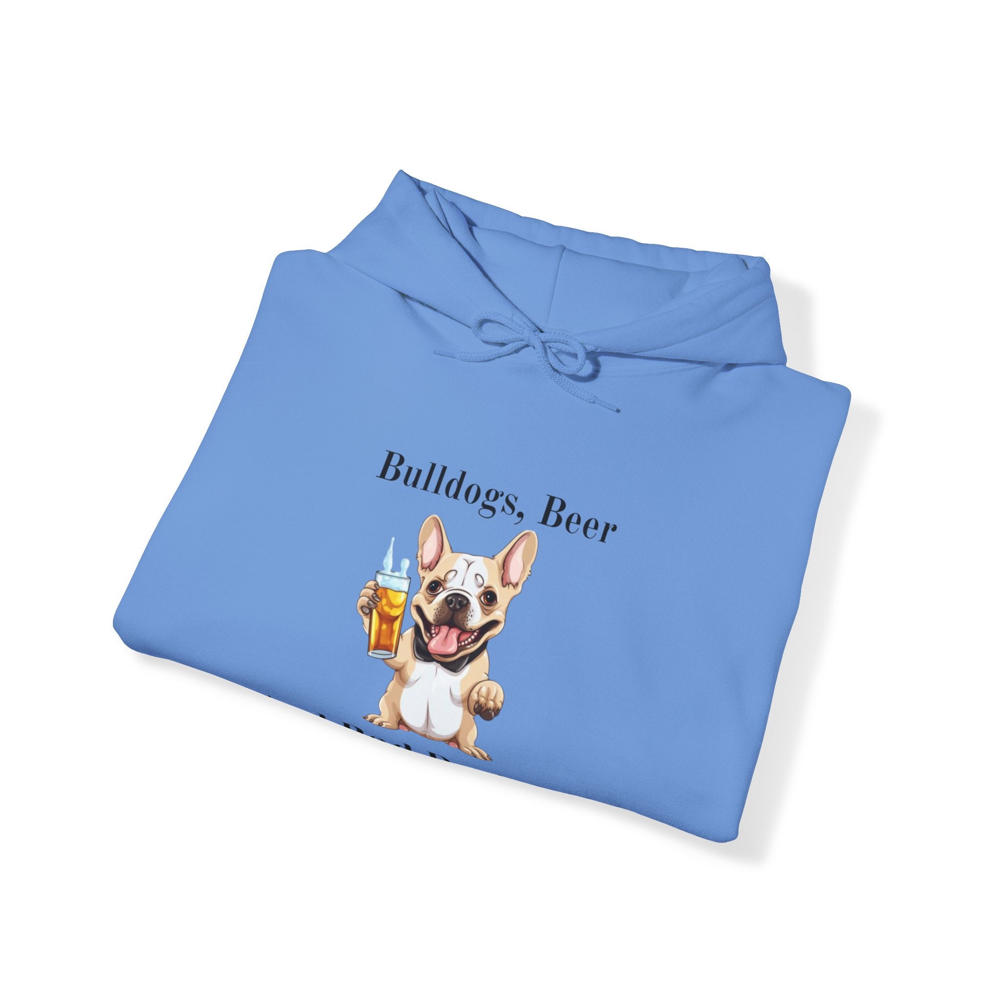 Bulldogs, Beer, and Bad Decisions" Hoodie - Your Go-To Gear for Mischievous Times! (French/White)