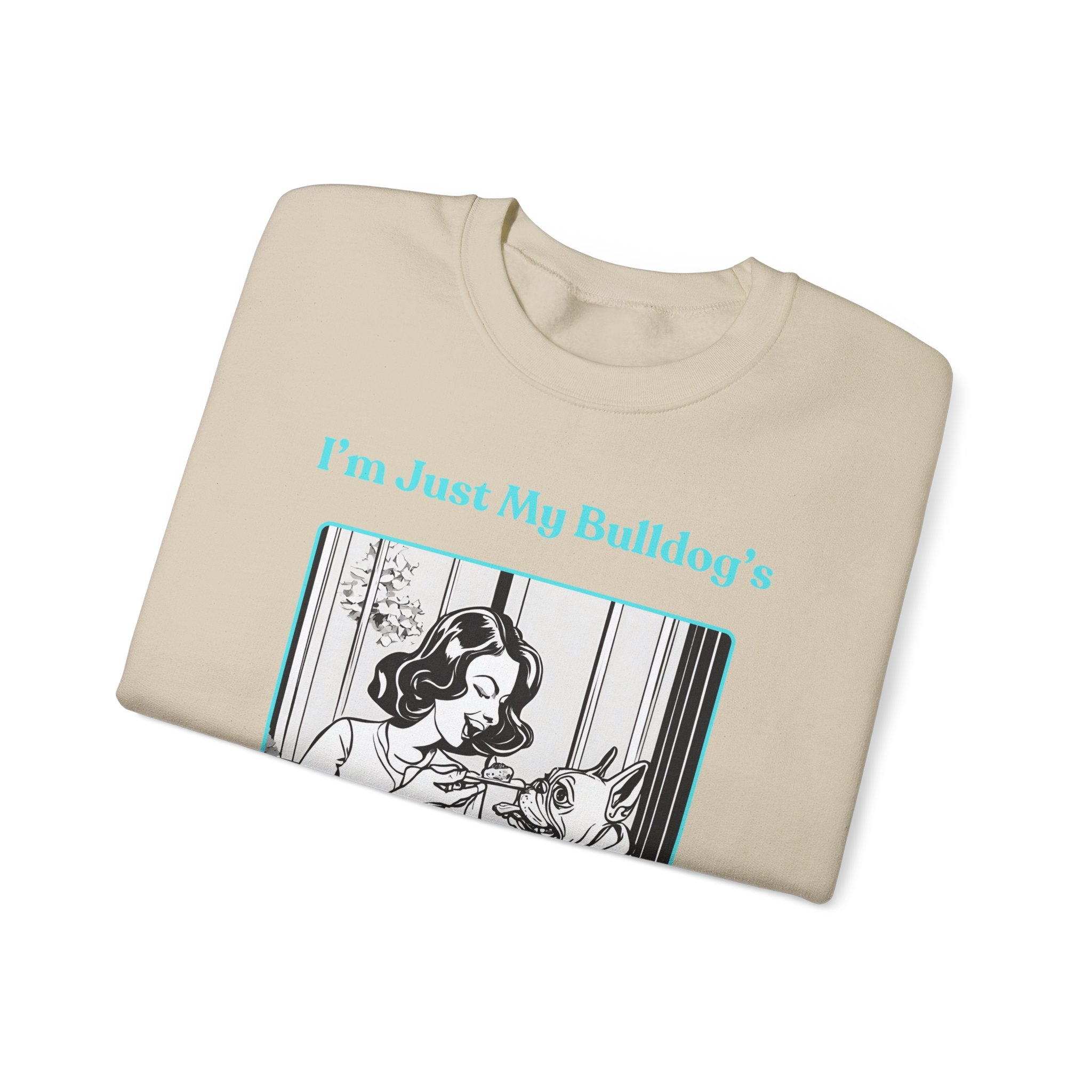 Just My Bulldog's Treat Bitch Crew Neck Sweatshirt (French/Turq)