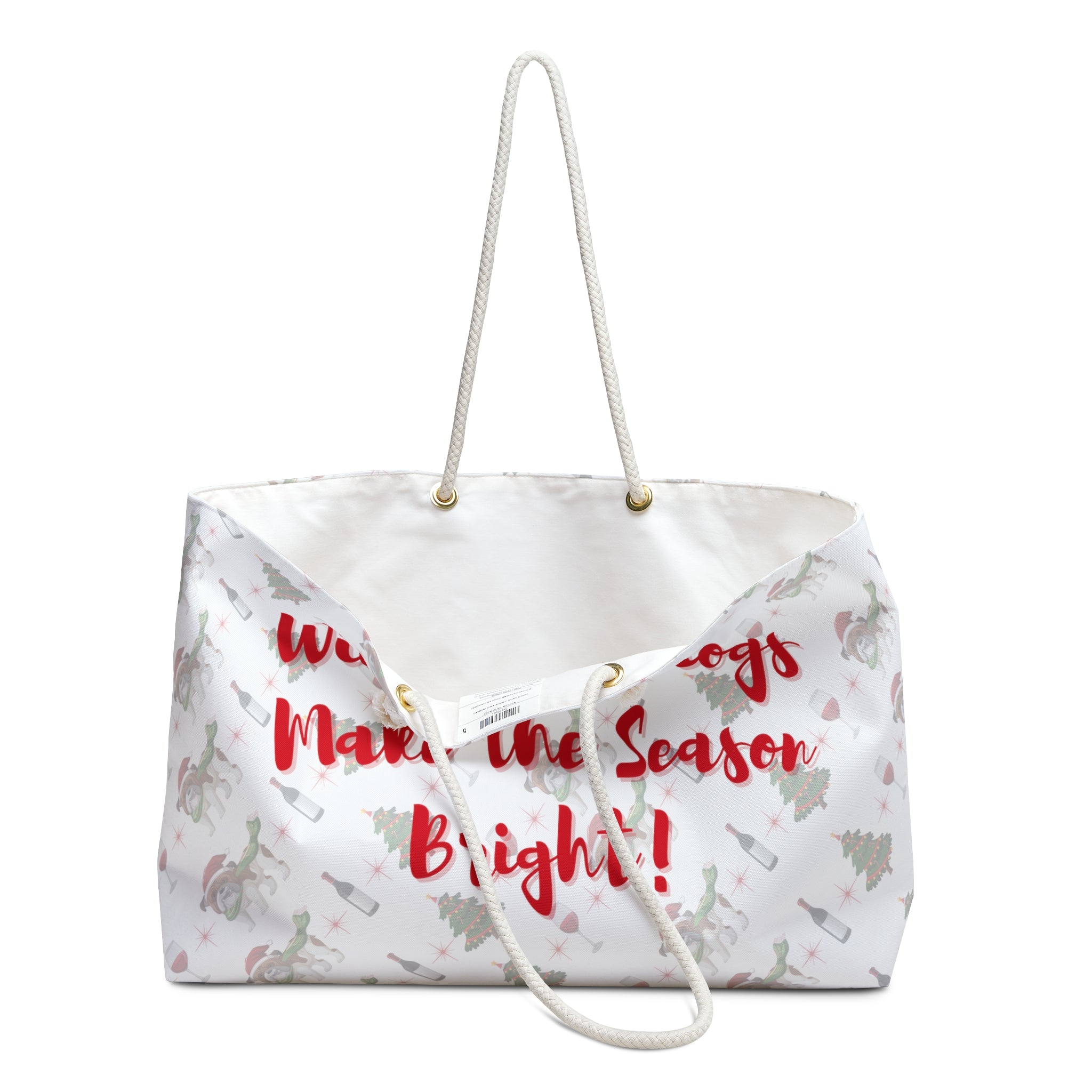 Tipsy Bully's "Wine & Bulldogs Make the Season Bright" Christmas Weekender Bag