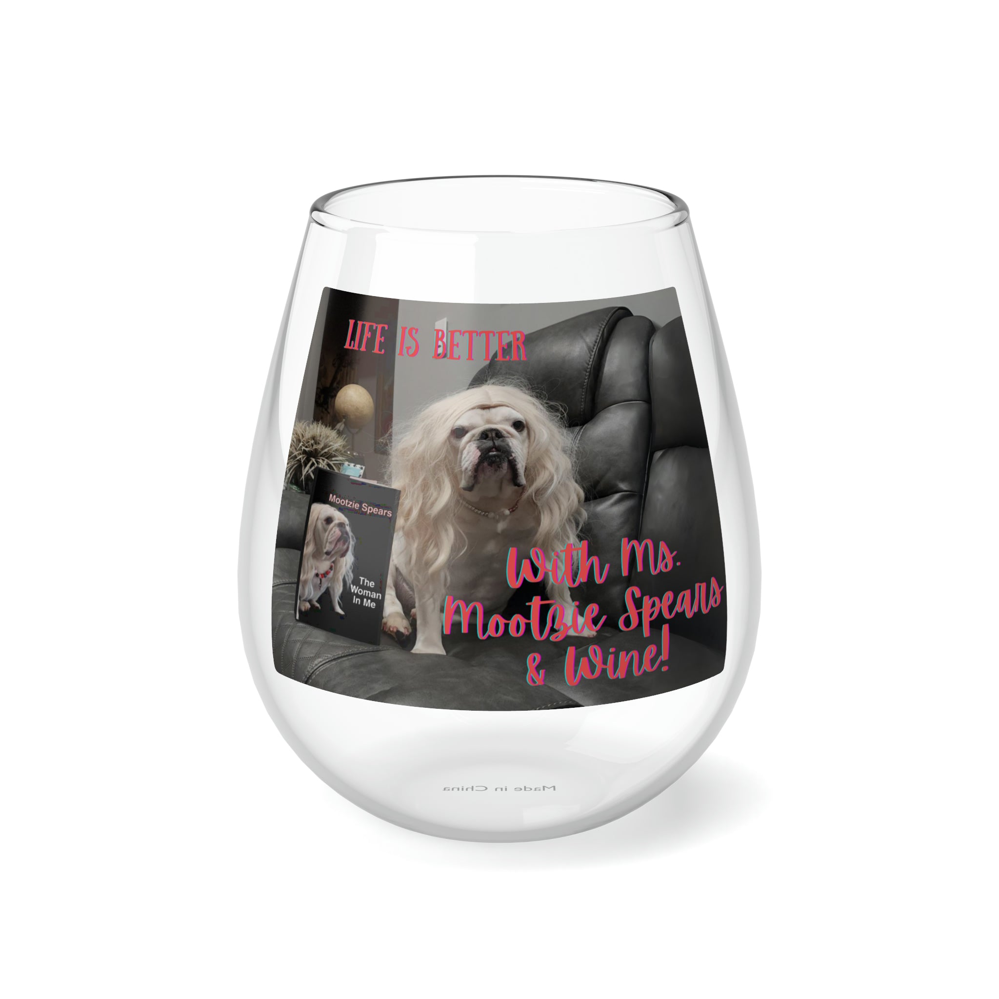 Tipsy Bully Customizable Stemless Wine Glass - English Bulldog mom gift | Tipsy Bully