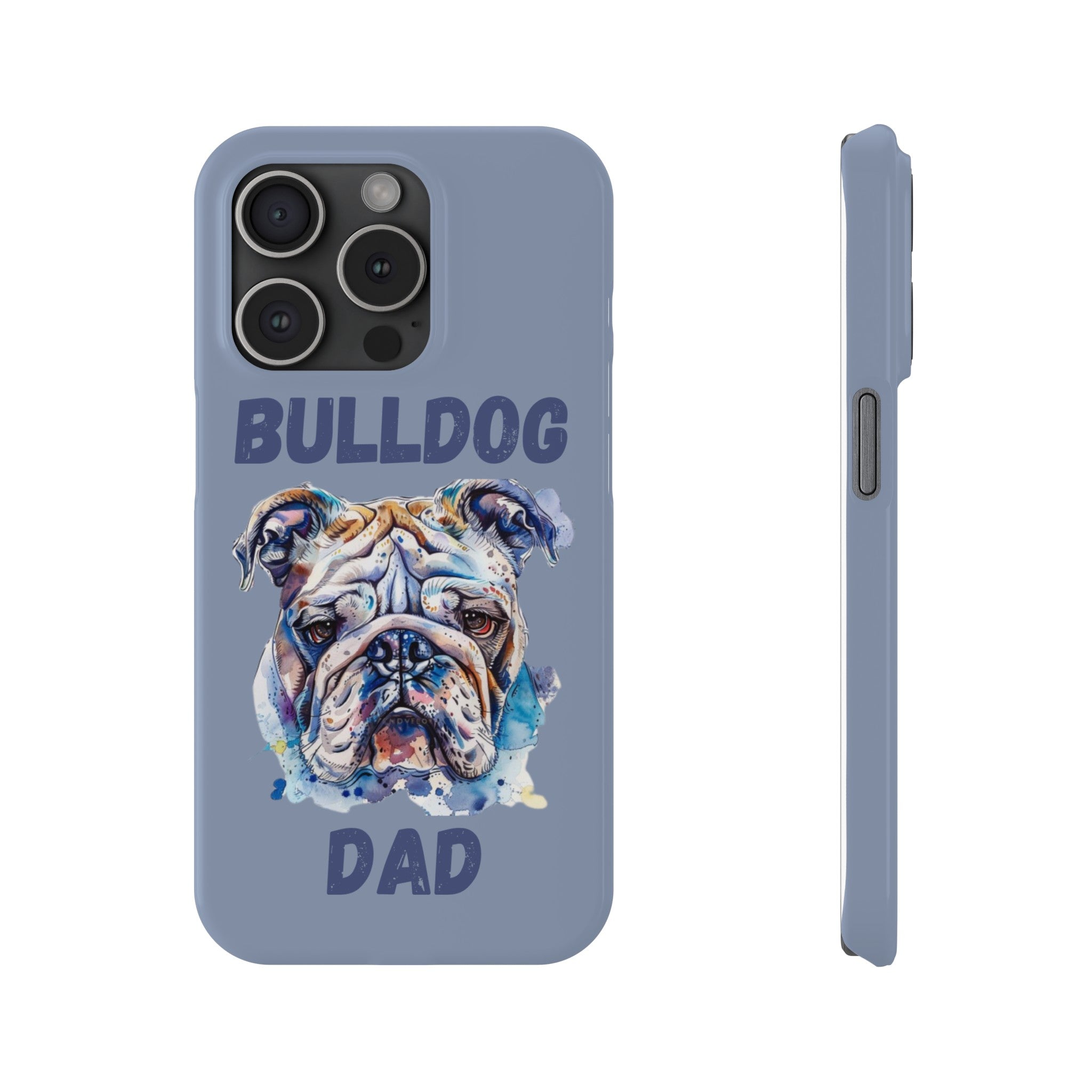 Bulldog Dad iPhone Cases (English/Watercolor)