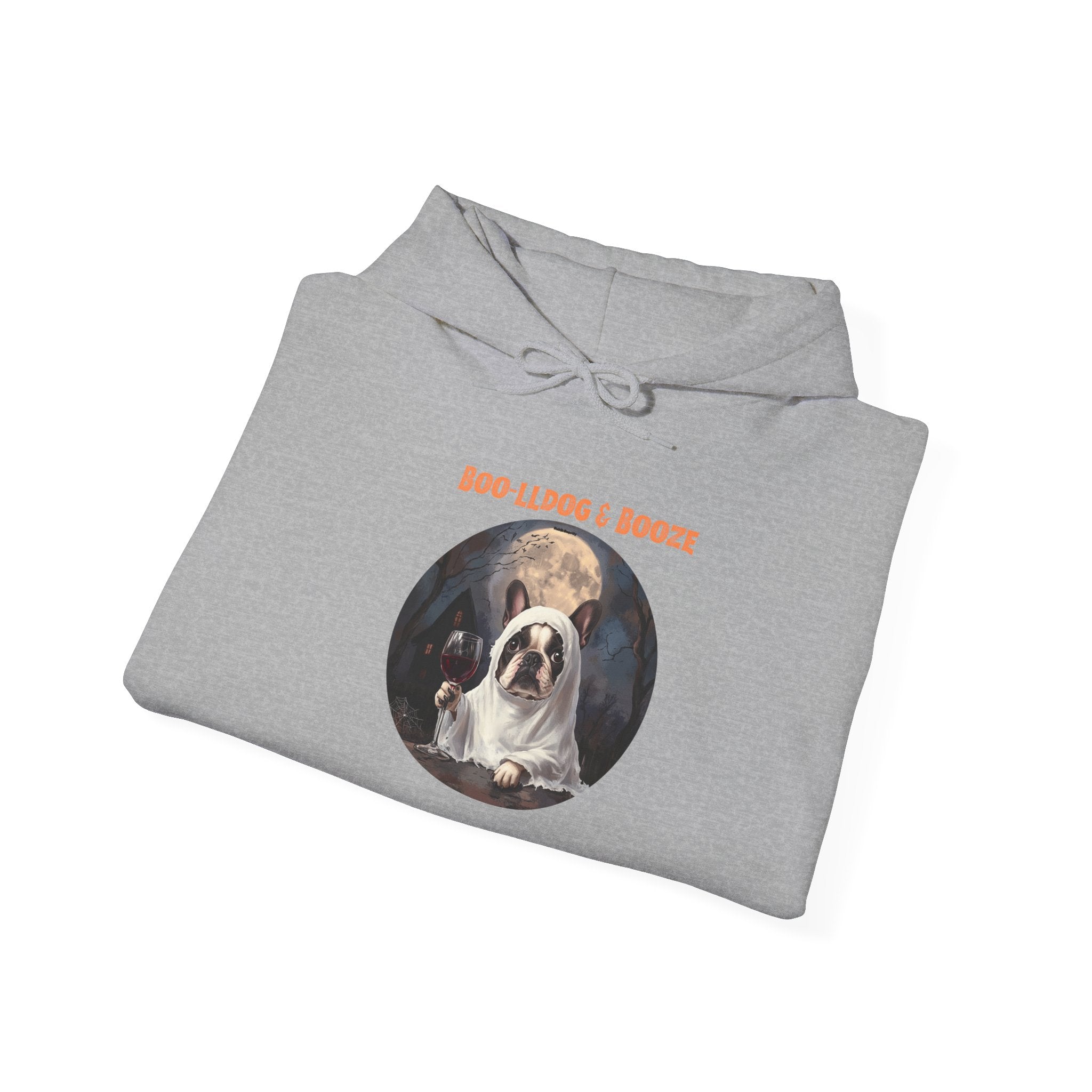 Boo-lldog & Booze Halloween Bulldog Hoodie (Black/French)