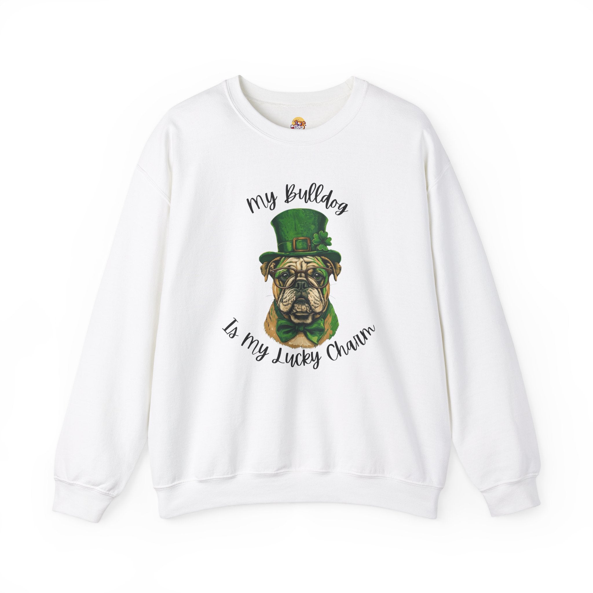 Tipsy Bully St. Patrick's Day Sweatshirt: "My Bulldog is My Lucky Charm (English)