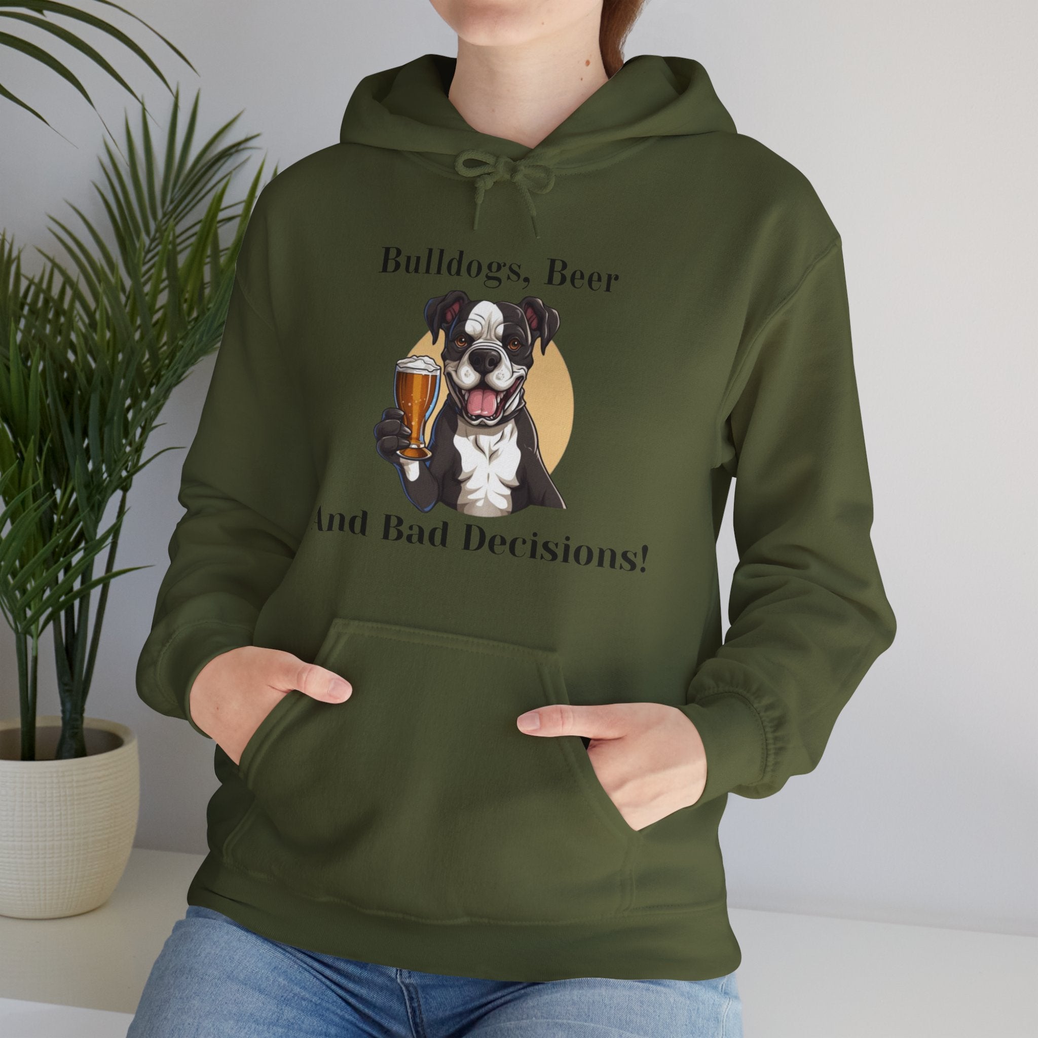 Bulldogs, Beer, and Bad Decisions" Hoodie - Your Go-To Gear for Mischievous Times! option 18 - English Bulldog mom gift | Tipsy Bully