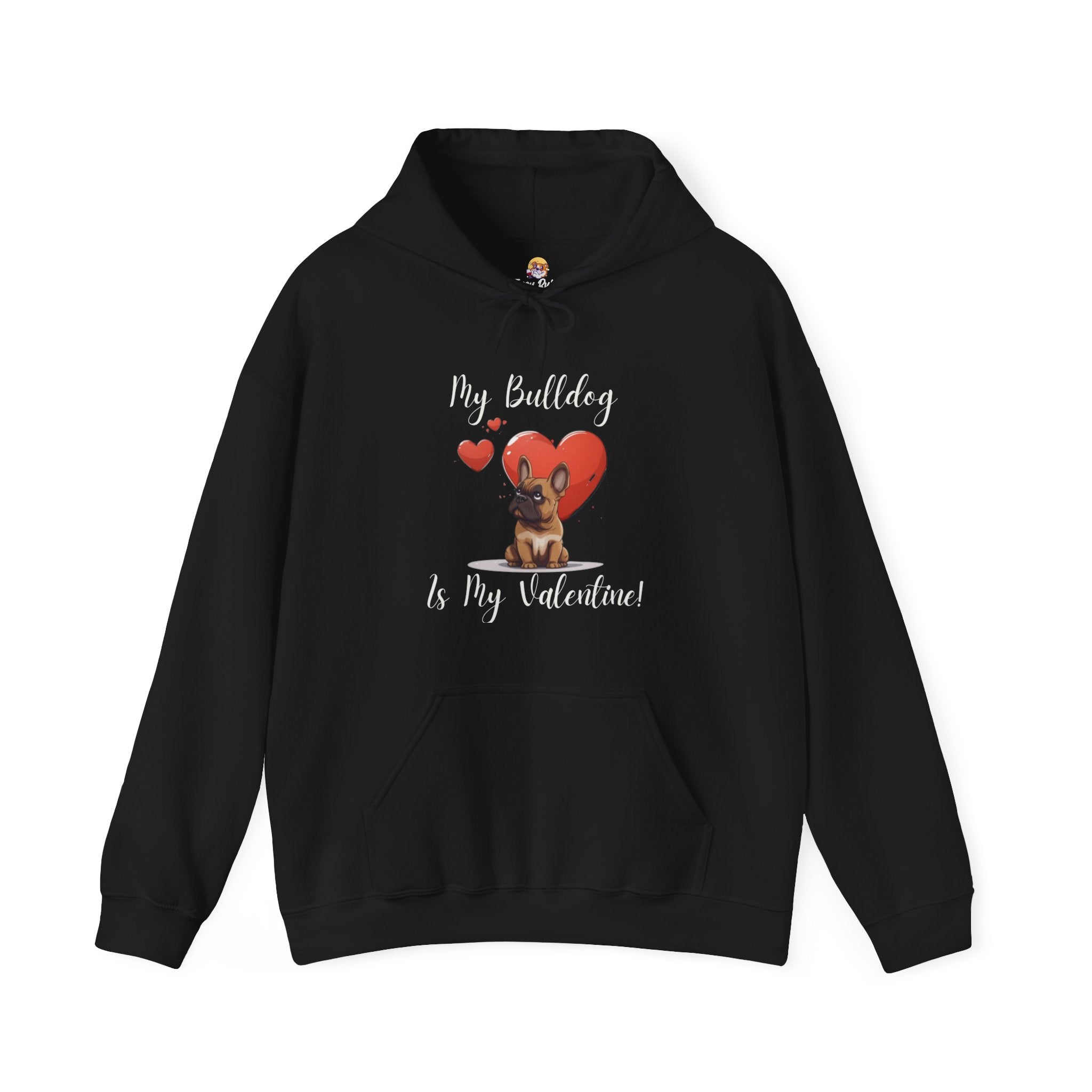 My Bulldog Is My Valentine" - Customizable Bulldog Valentine's Day Hoodie from Tipsy Bully (French/Brown)