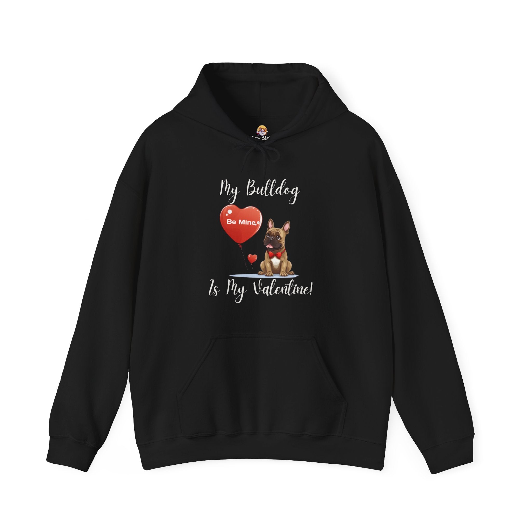 My Bulldog Is My Valentine" - Customizable Bulldog Valentine's Day Hoodie from Tipsy Bully (French/Brown)