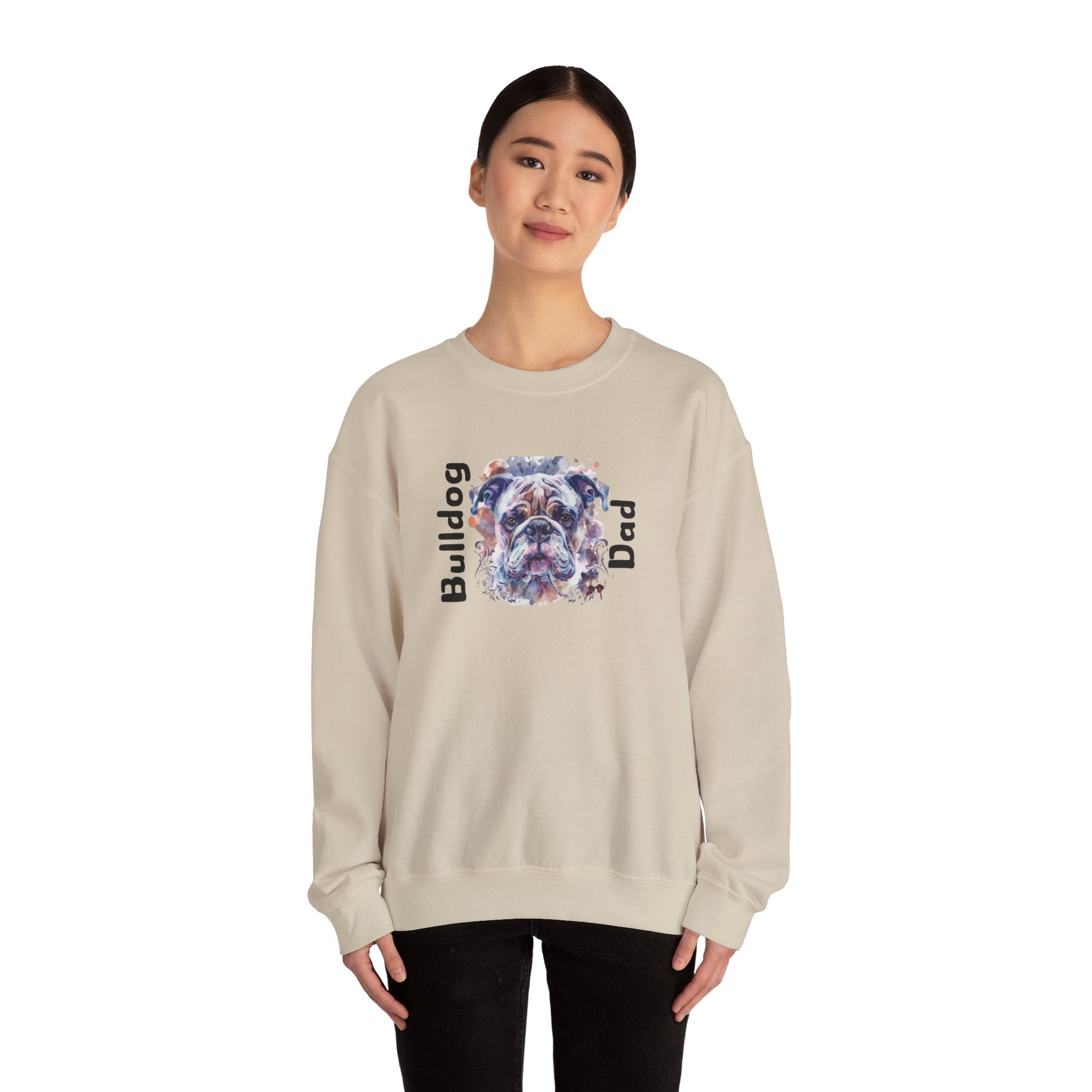 Bulldog Dad crew neck sweatshirt back view - English Bulldog mom gift | Tipsy Bully