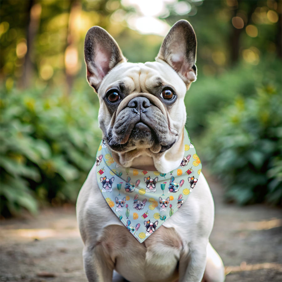 Tipsy Bully Summer Cocktail Bulldog Bandana (French/Green)