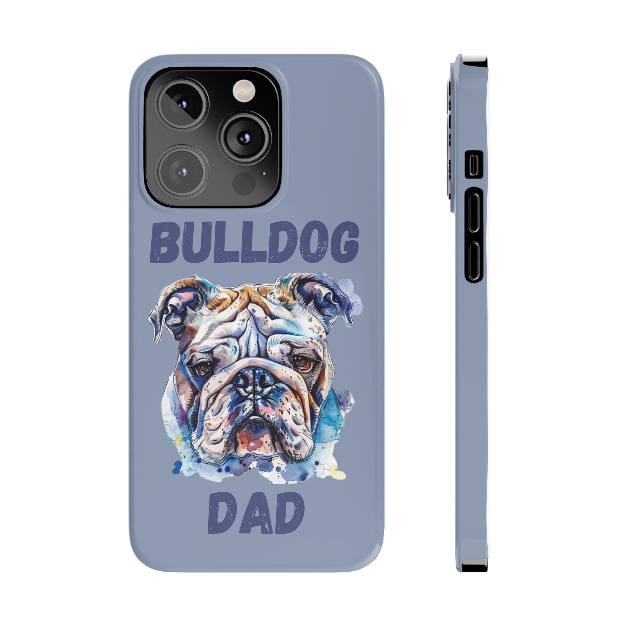Bulldog Dad iPhone Cases (English/Watercolor)