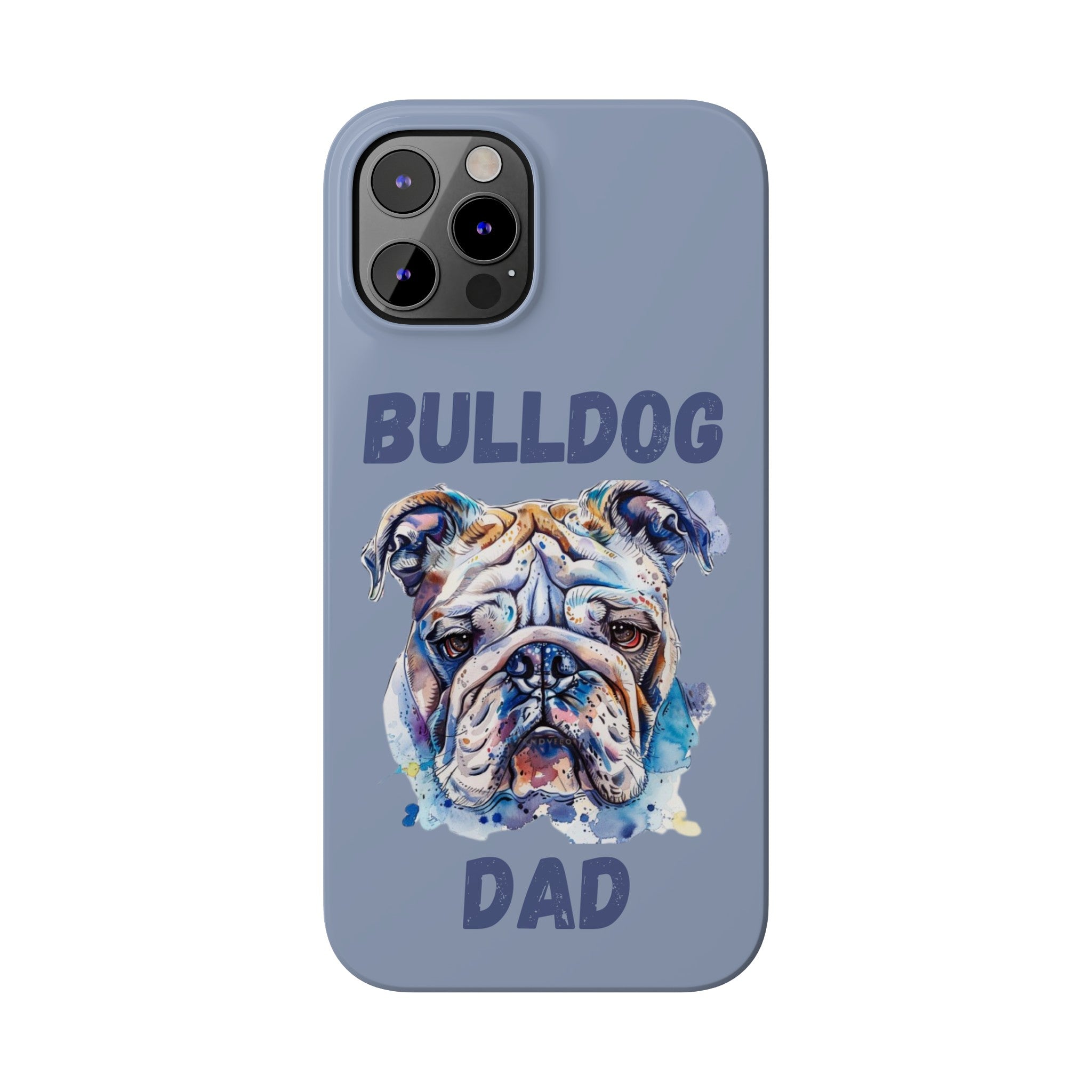 Bulldog Dad iPhone Cases (English/Watercolor)