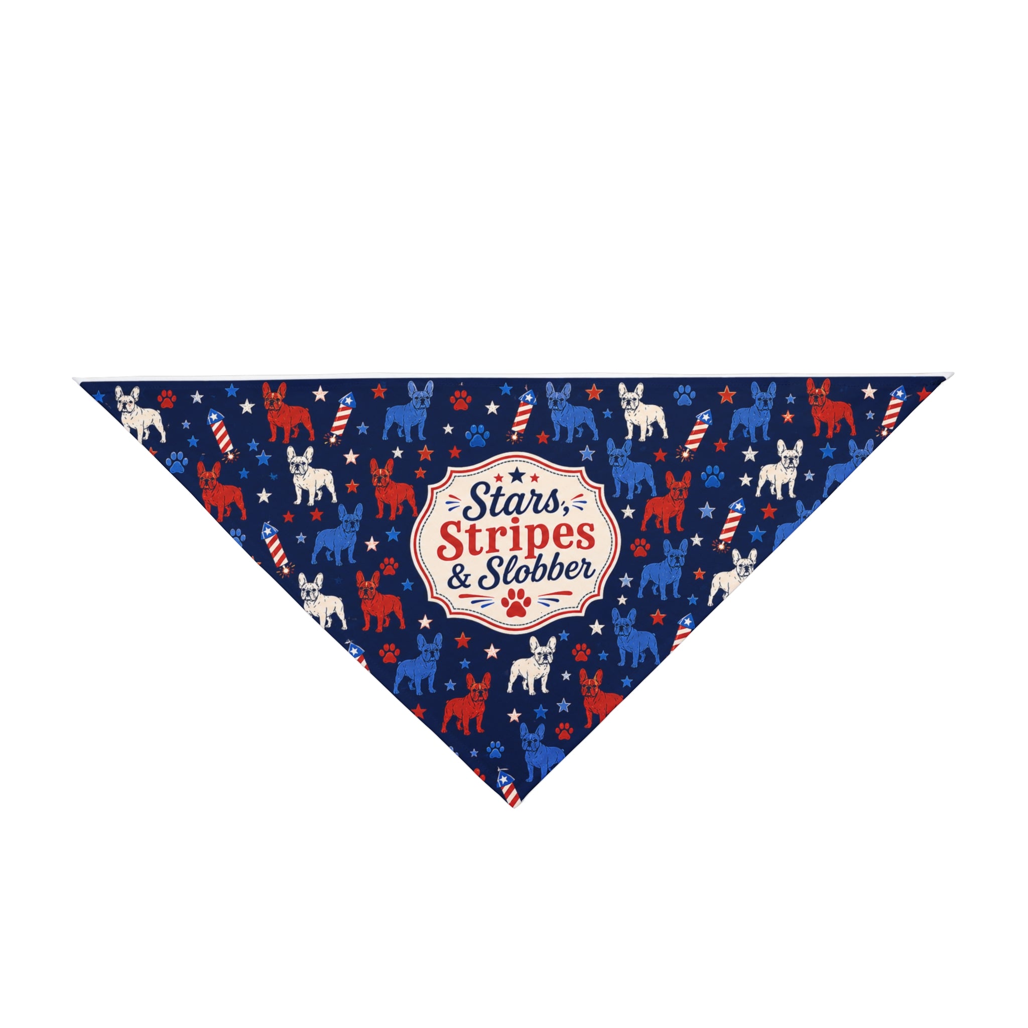 Stars, Stripes and Slobber 4th of July Dog Bandana (French)