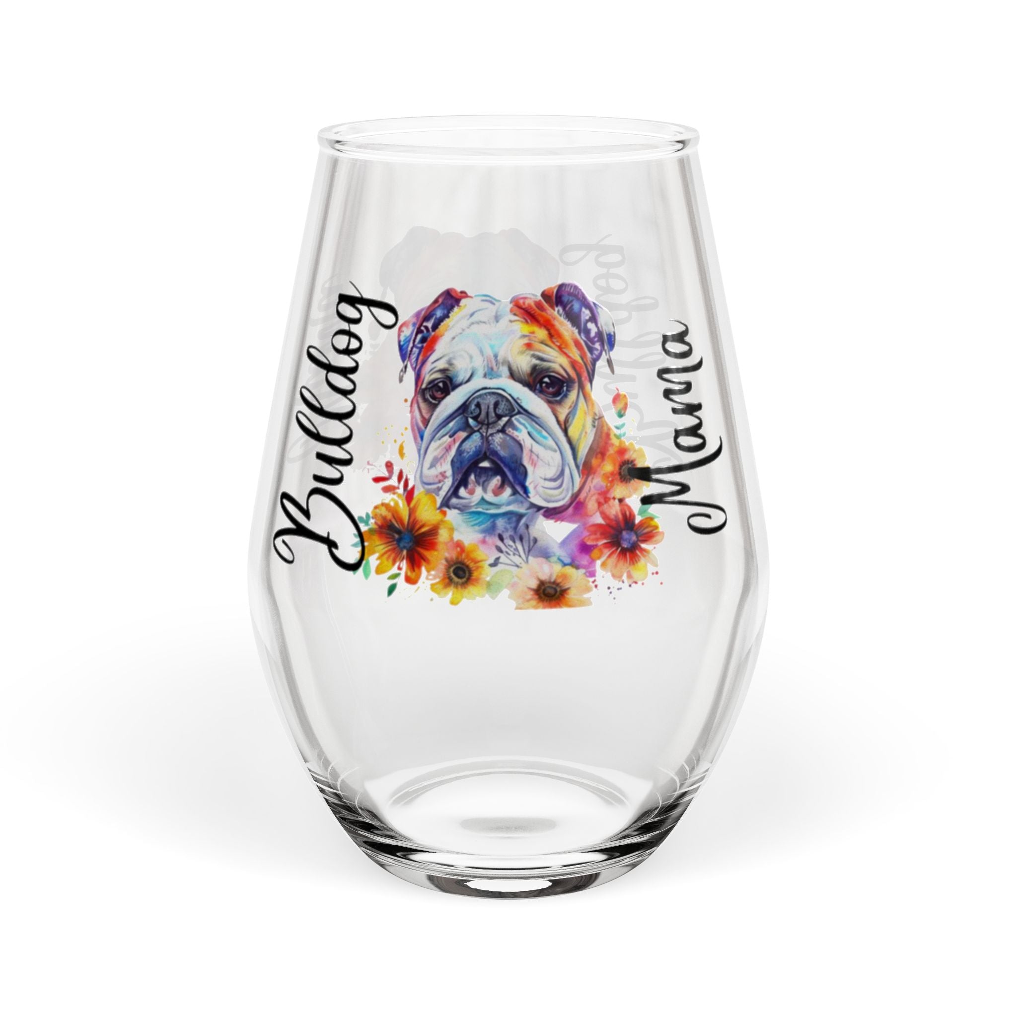 Bulldog Mama Stemless Wine Glass (English2)