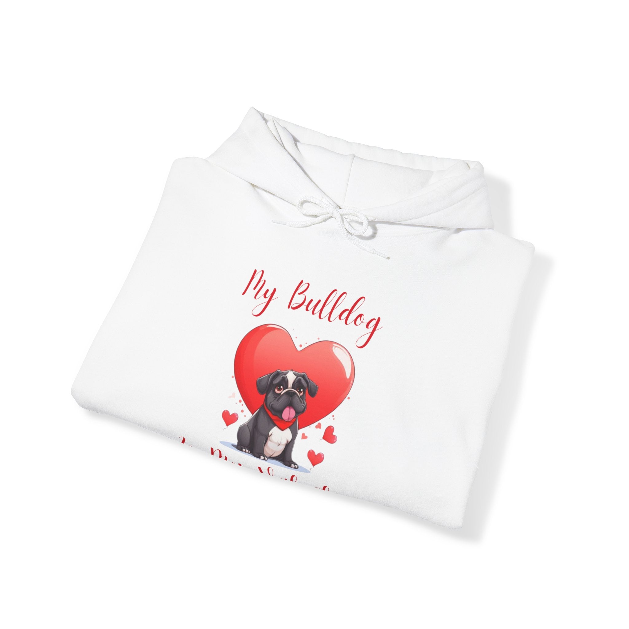 My Bulldog Is My Valentine - Customizable Bulldog Valentine's Day Hoodie from Tipsy Bully (English/Black)