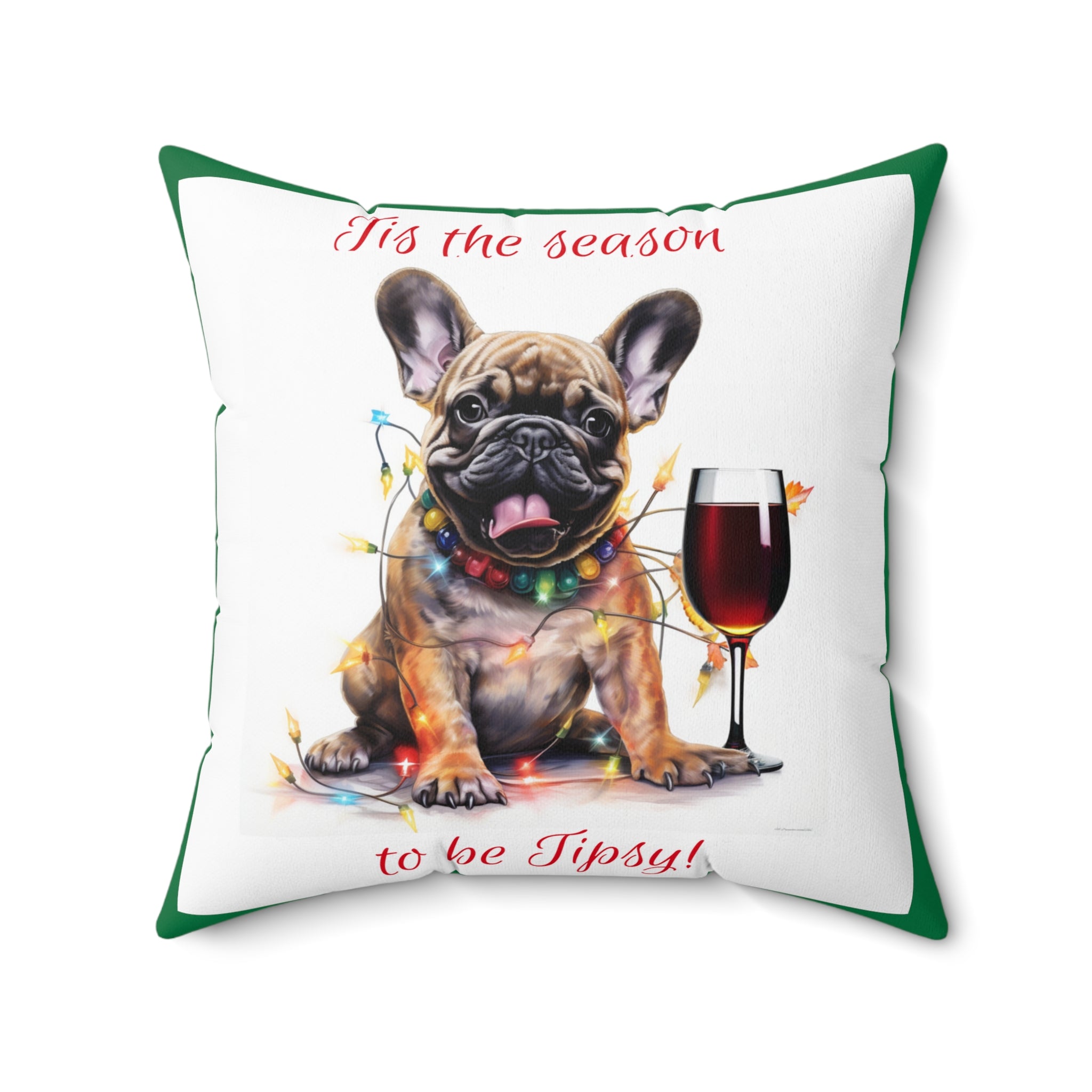 Tipsy Bully Holiday Pillow (Brown French-Tis the Season-Green)